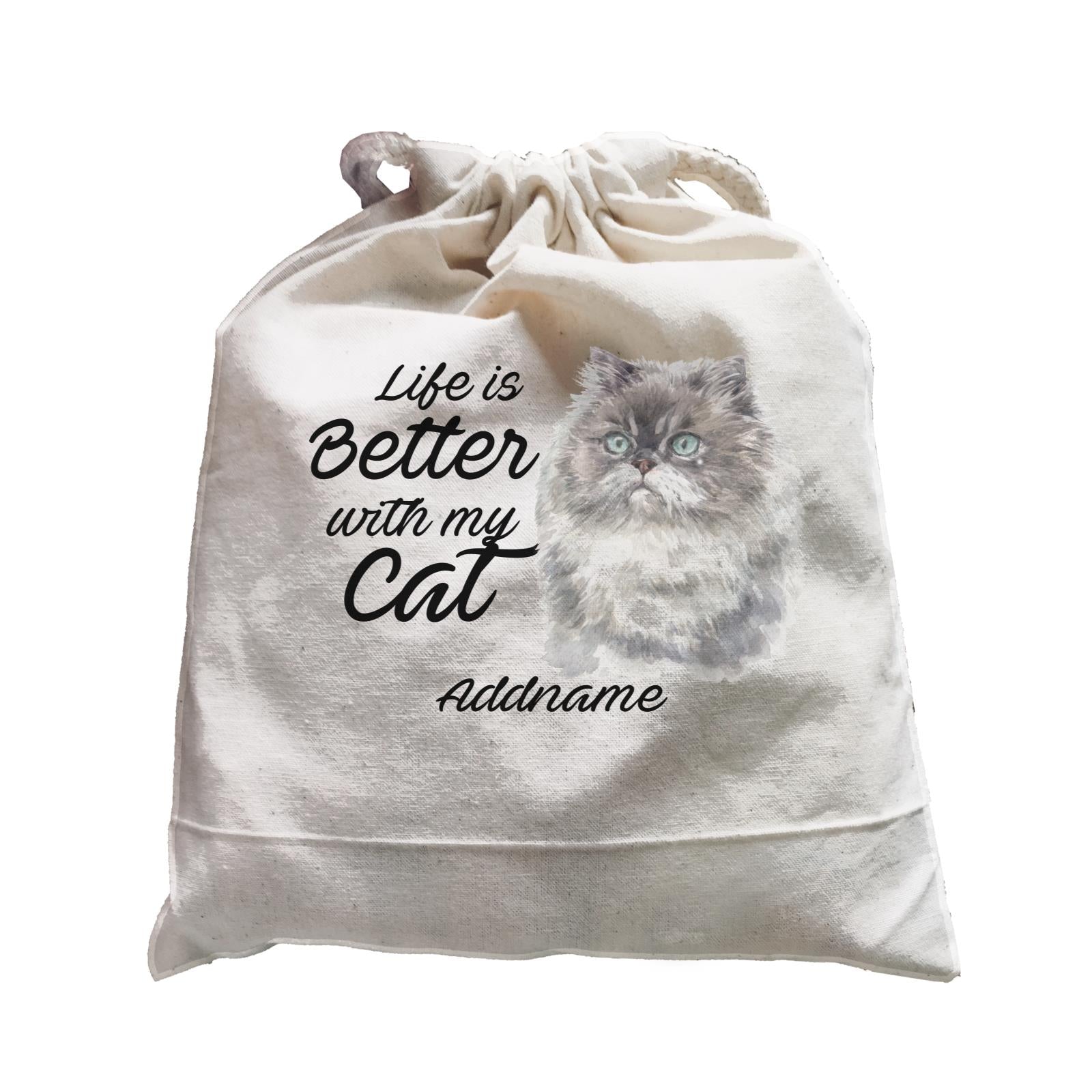 Watercolor Life is Better With My Cat Himalayan Addname Satchel