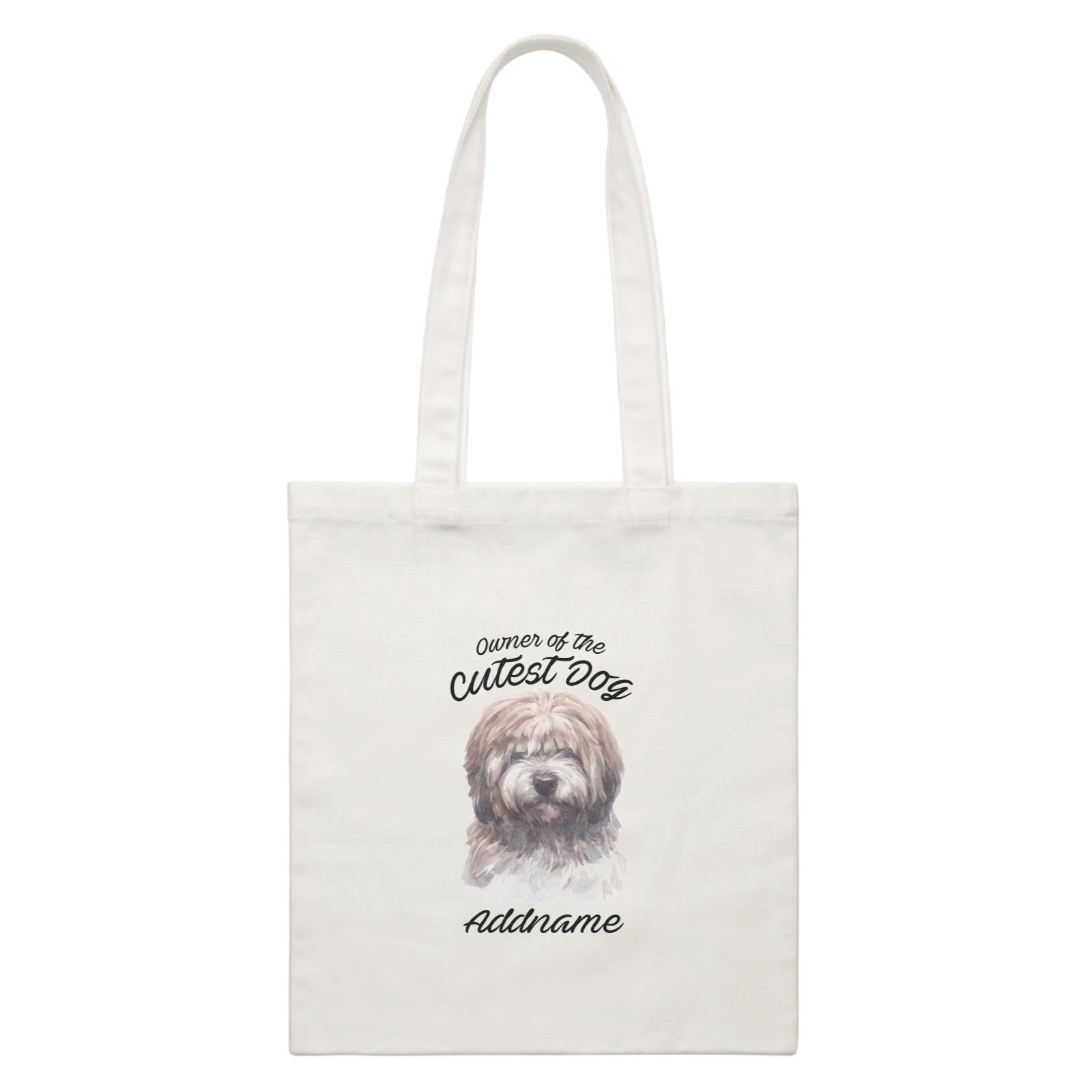 Watercolor Dog Owner Of The Cutest Dog Tibetan Addname White Canvas Bag