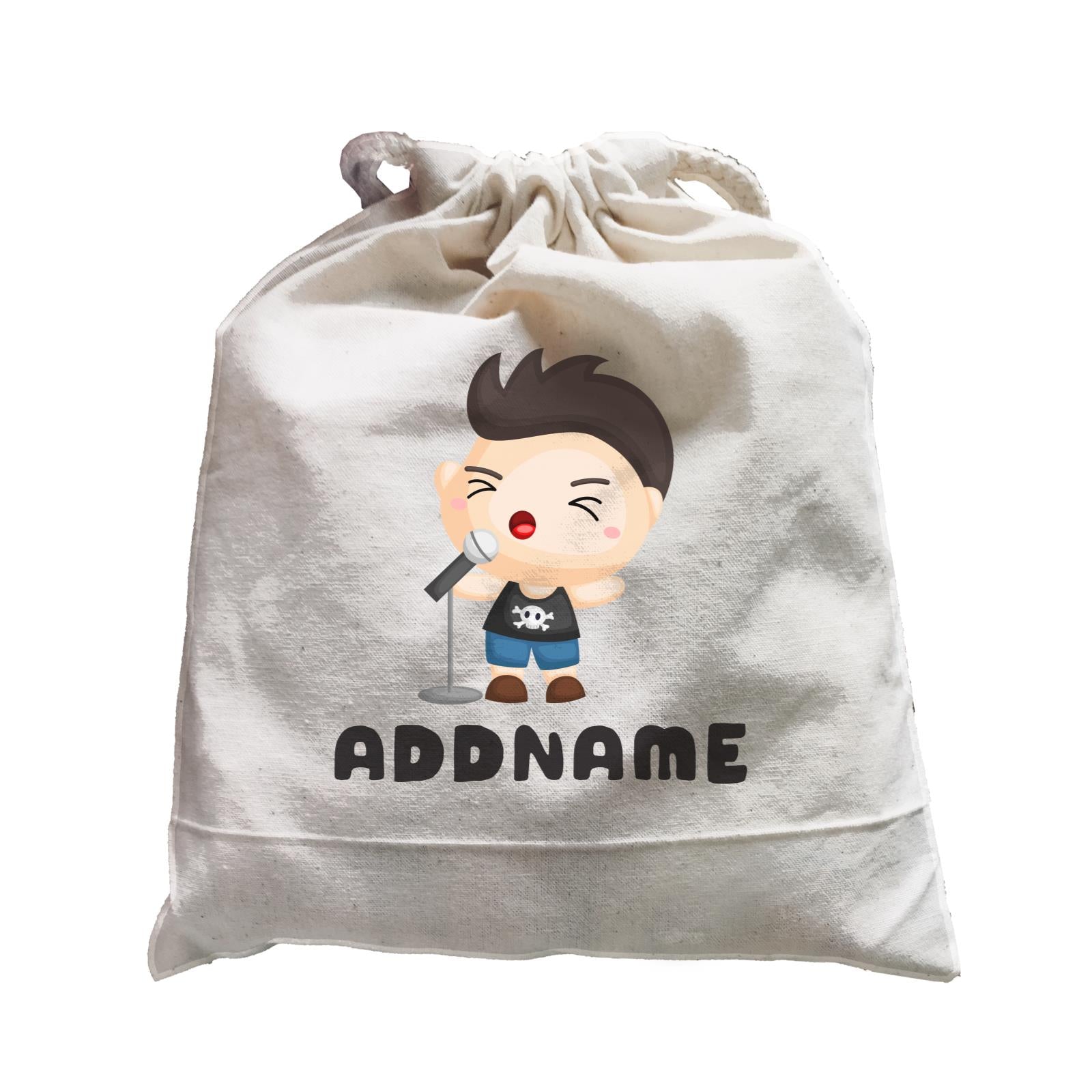 Birthday Music Band Boy Singing Mic Addname Satchel