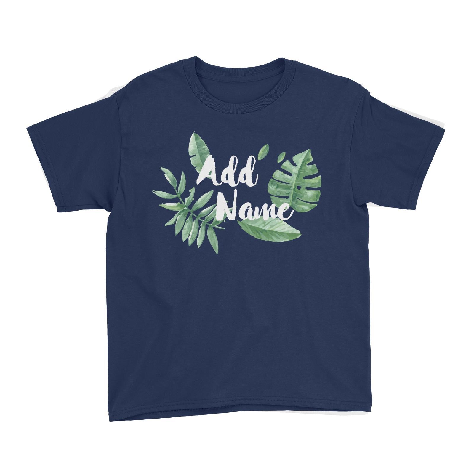 Tropical Leaves Addname Kid's T-Shirt Basic Matching Family