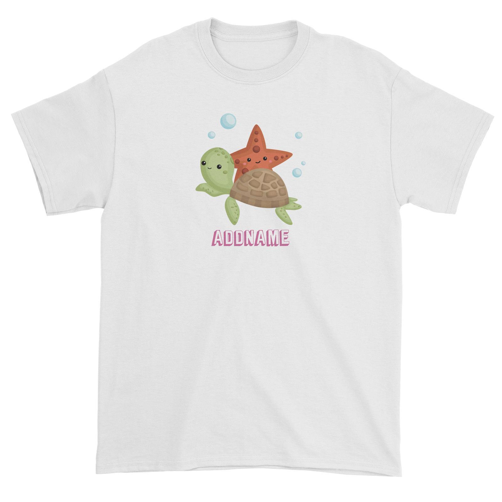 Birthday Mermaid Turtle And Starfish Addname Unisex T-Shirt