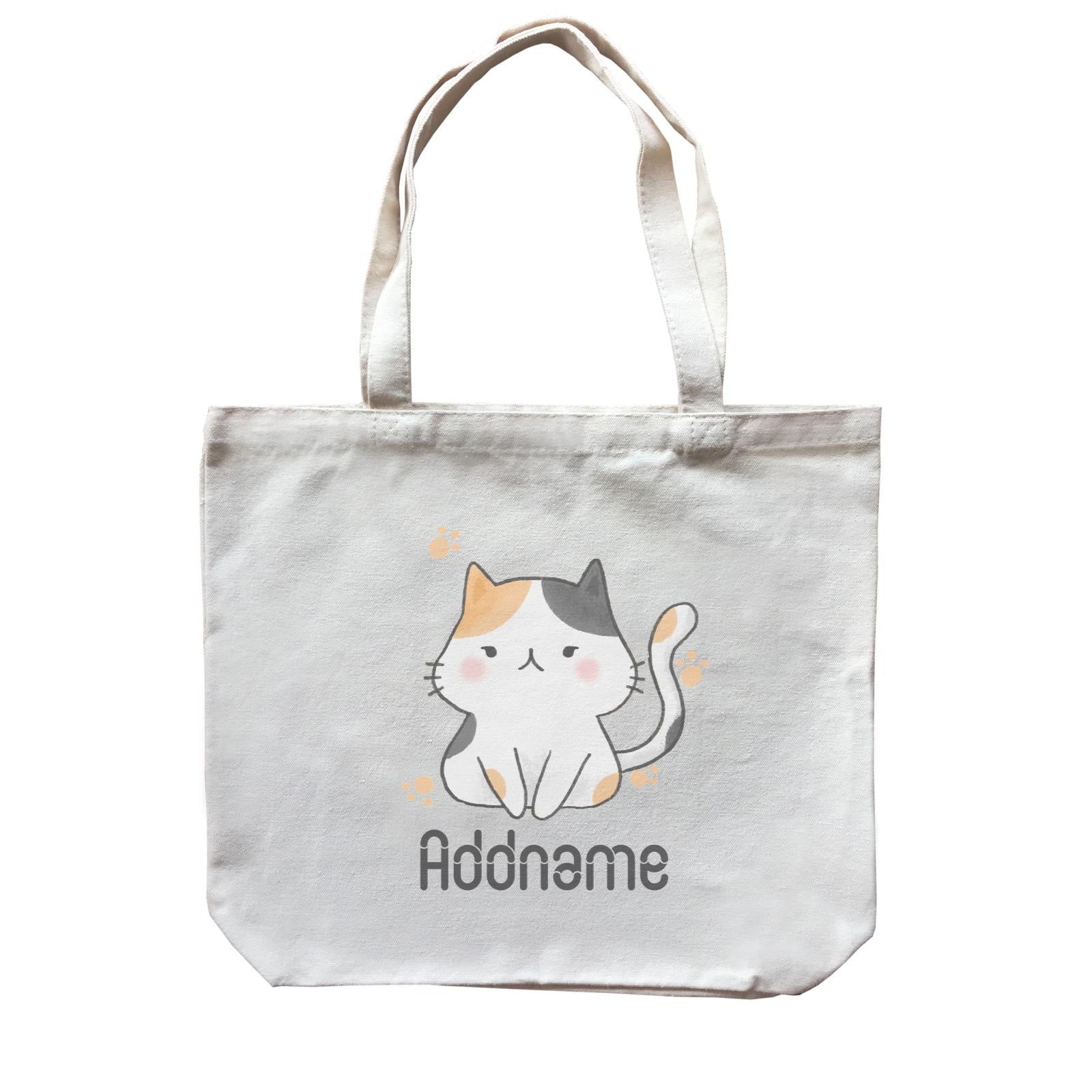 Cute Hand Drawn Style Cat Addname Canvas Bag