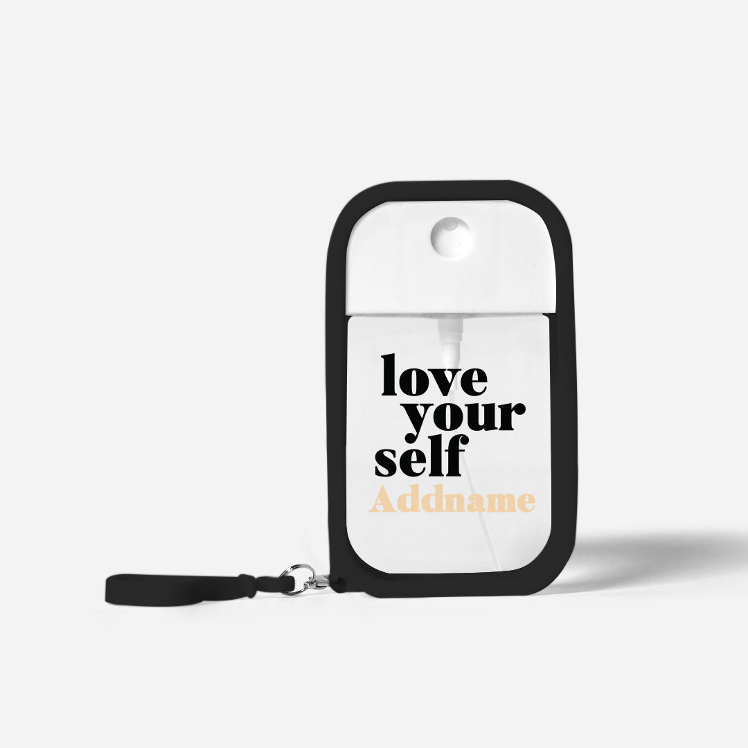 Minimalist Refillable Hand Sanitizer with Personalisation - Love Your Self Black