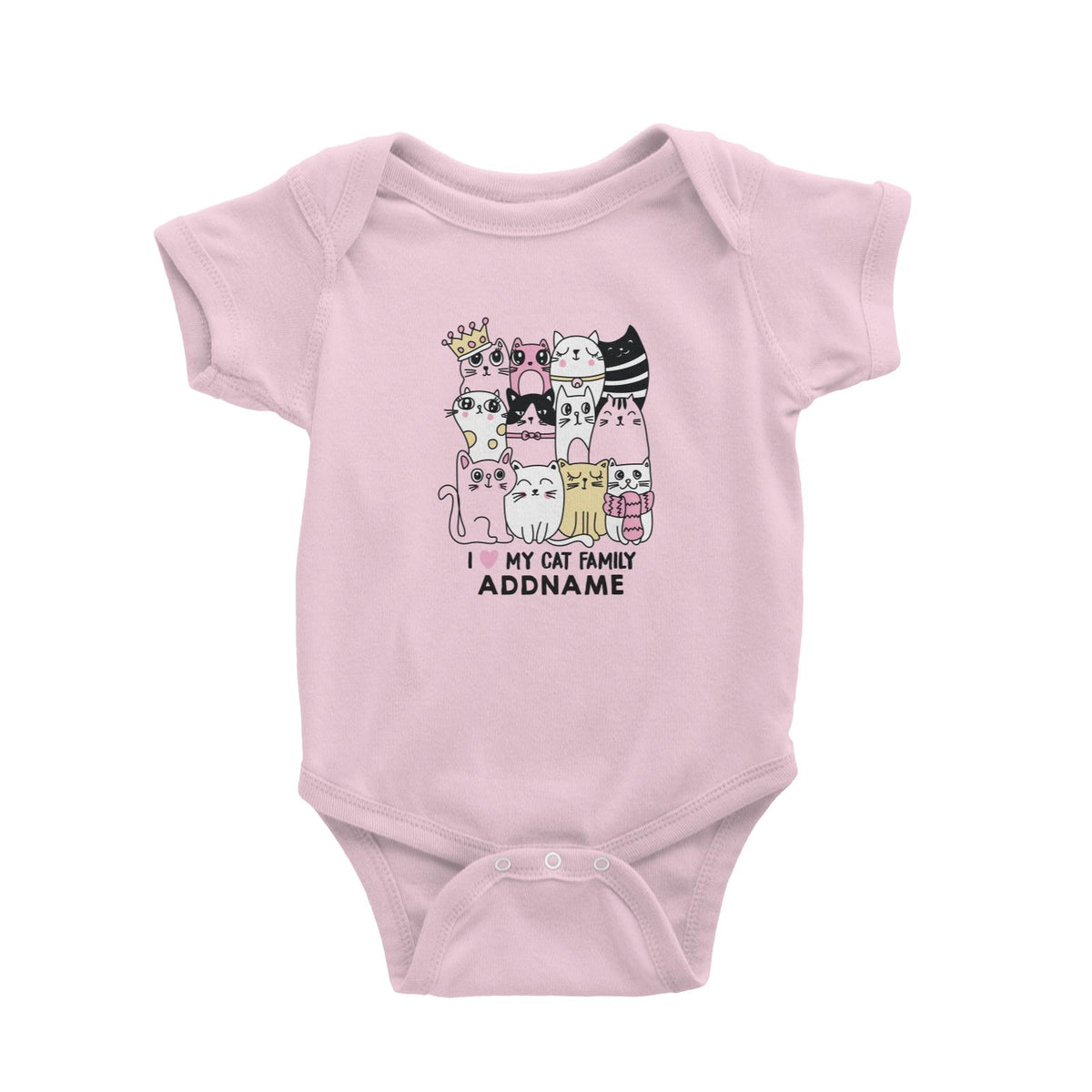 Cool Vibrant Series I Love My Cat Family Addname Baby Romper