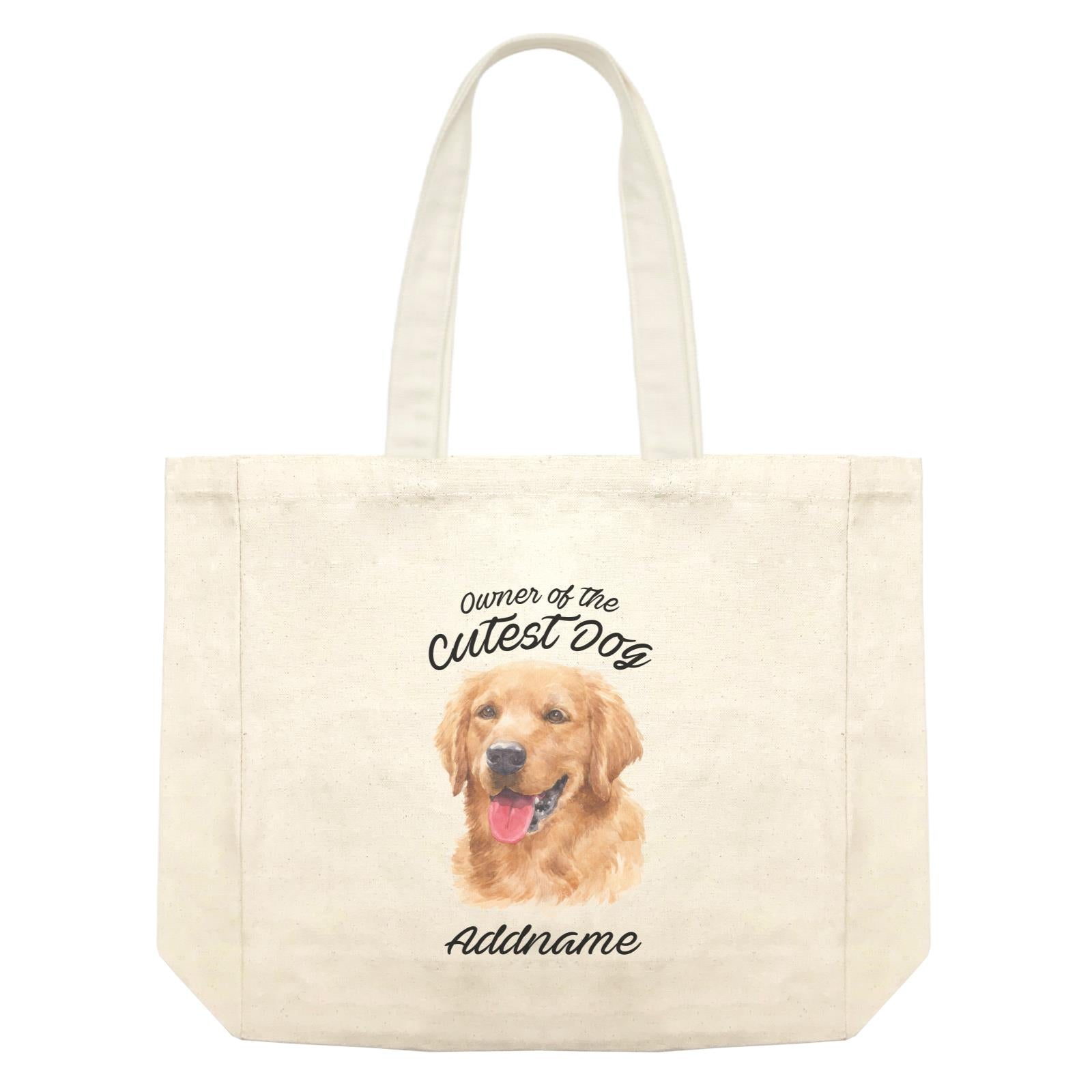Watercolor Dog Owner Of The Cutest Dog Golden Retriever Addname Shopping Bag