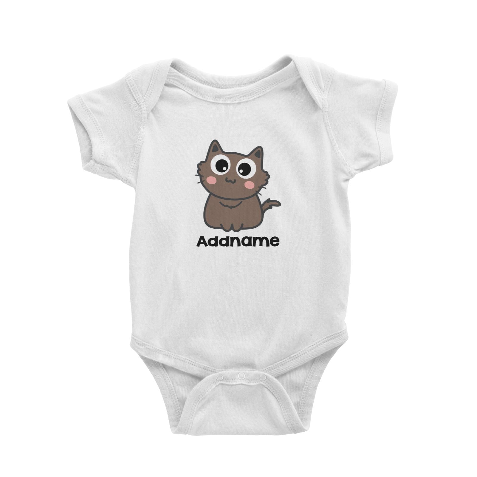 Drawn Adorable Cats Chocolate Addname Baby Romper