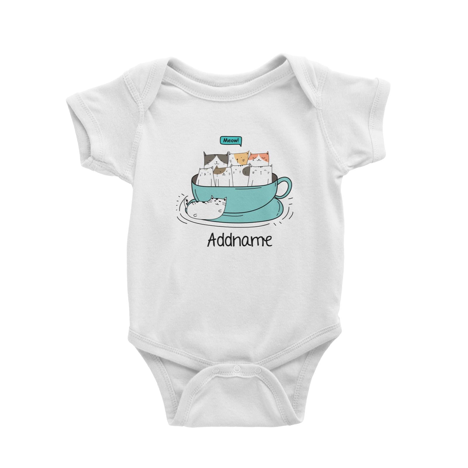 Cute Animals And Friends Series Hello Cat Coffee Cup Group Addname Baby Romper