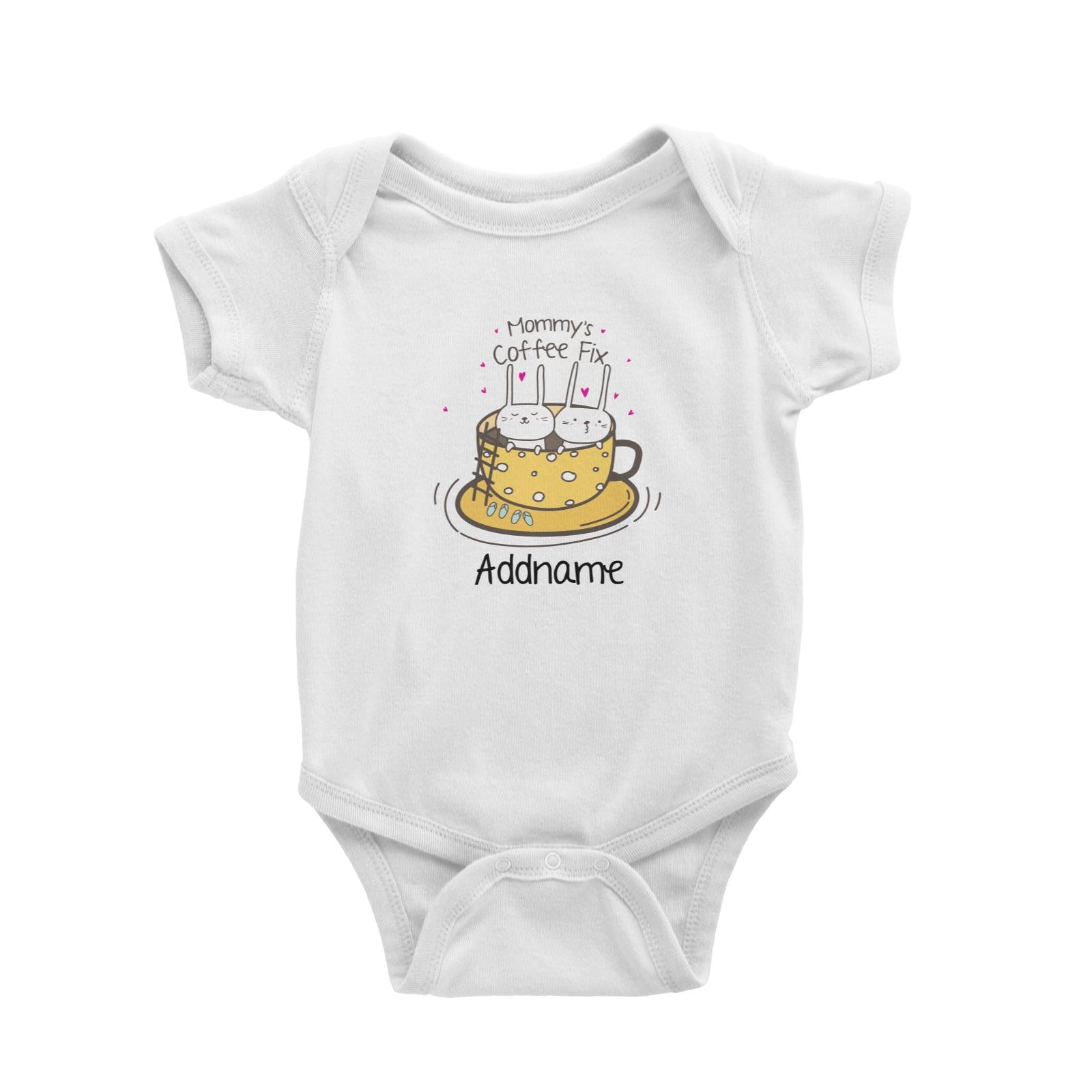 Cute Animals And Friends Series Mommy Coffee Fix Bunny Addname Baby Romper