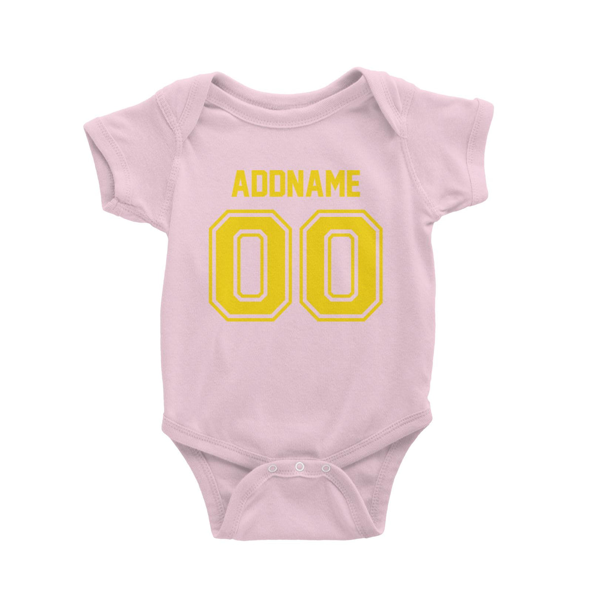 Jersey Yellow Font With Name and Number Baby Romper