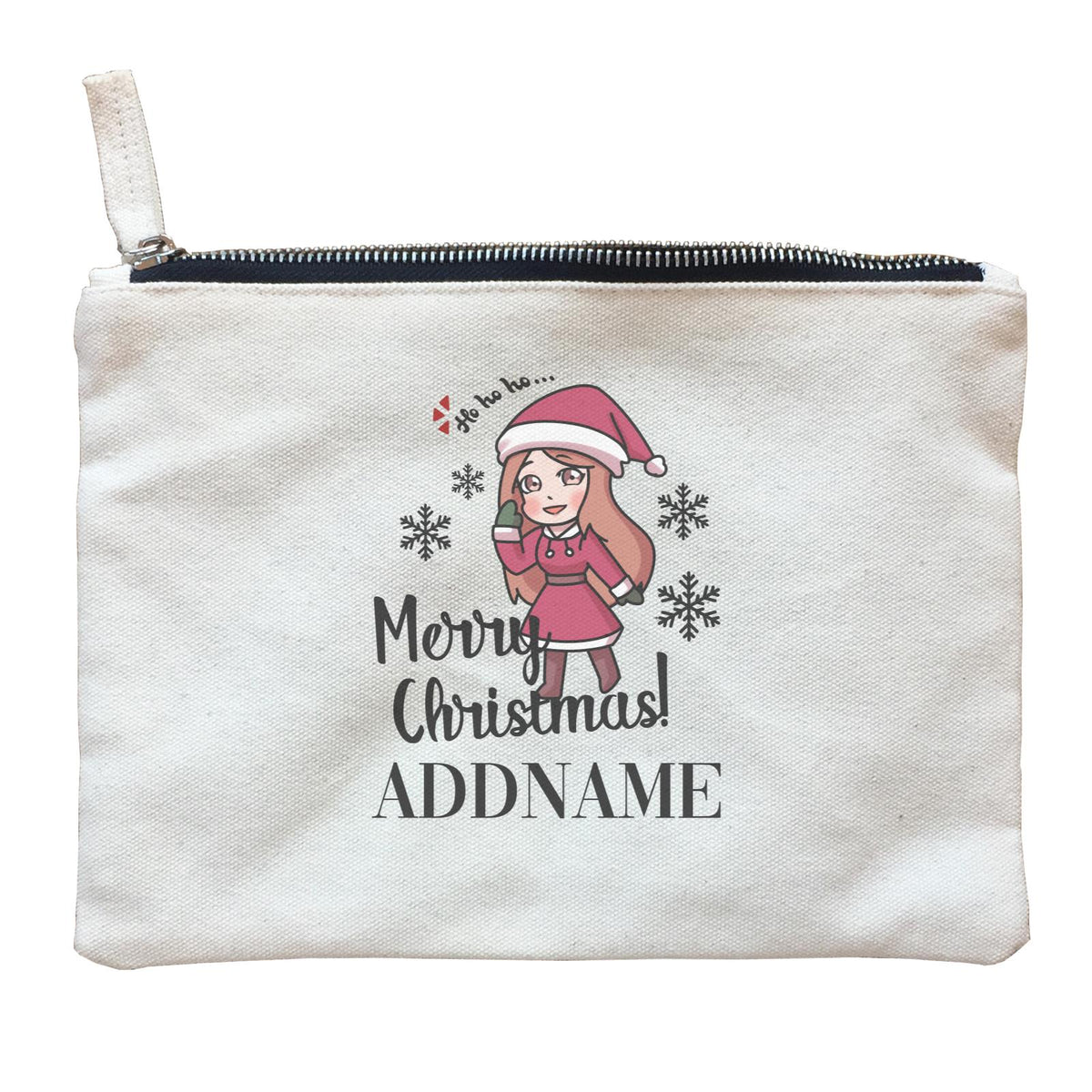 Xmas Christmas Chibi Family Santa Momma Wishes Merry Christmas Zipper Pouch