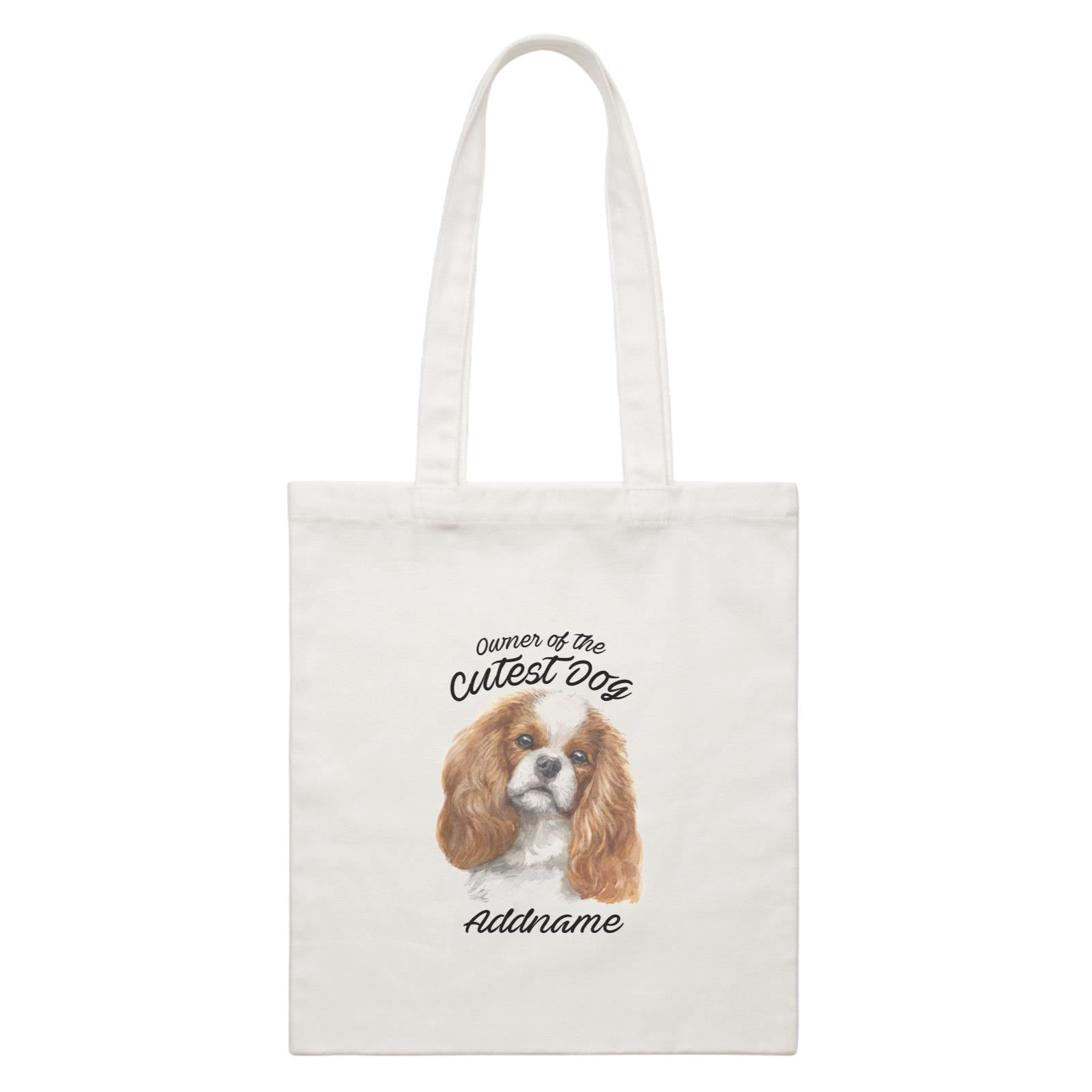 Watercolor Dog Owner Of The Cutest Dog King Charles Spaniel Curly Addname White Canvas Bag