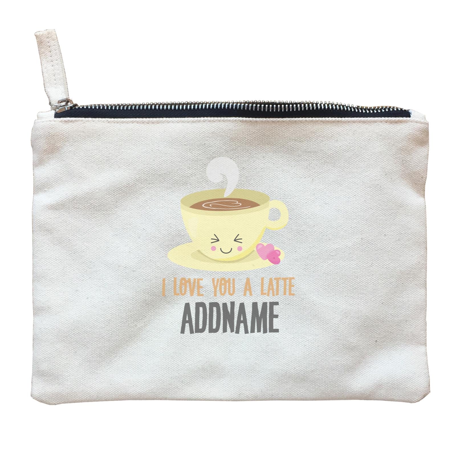 Love Food Puns I Love You A Latte Addname Zipper Pouch