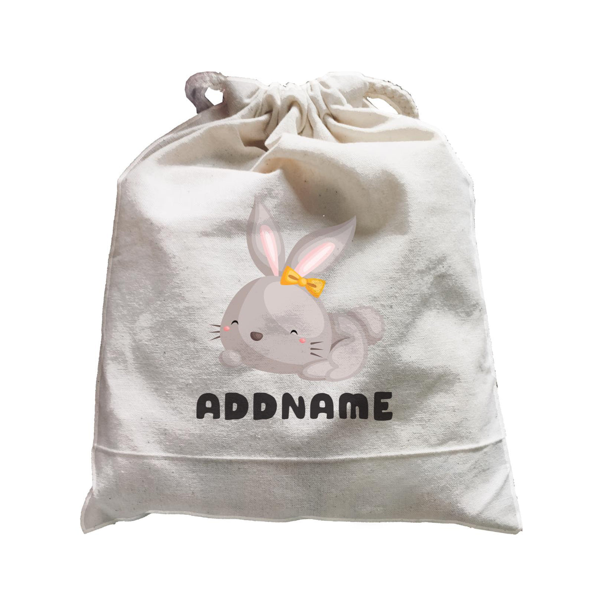 Birthday Friendly Animals Happy Rabbit Wearing Ribbon Addname Satchel