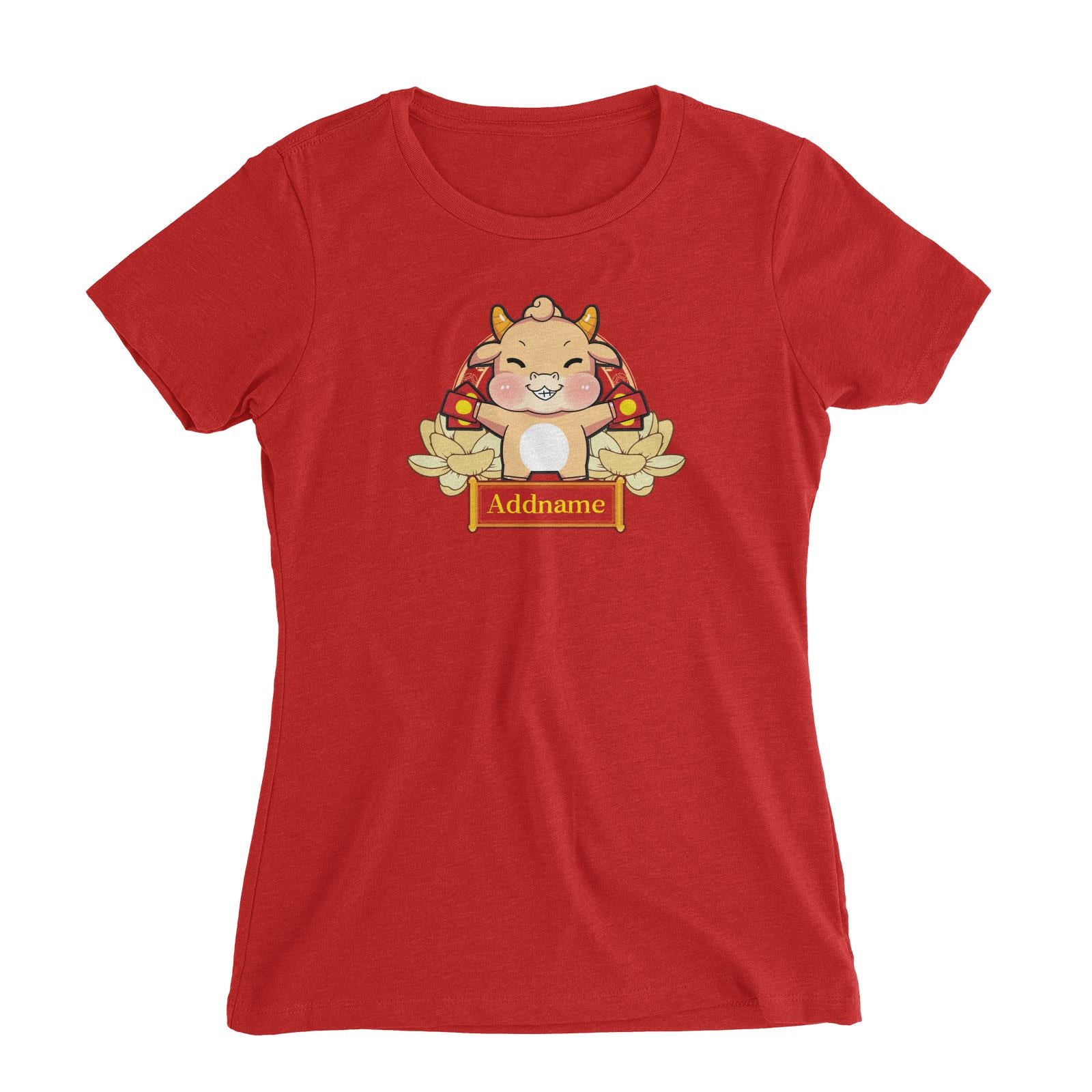 [CNY 2021] Gold Lotus Series Golden Cow with Angpao Women's Slim Fit T-Shirt