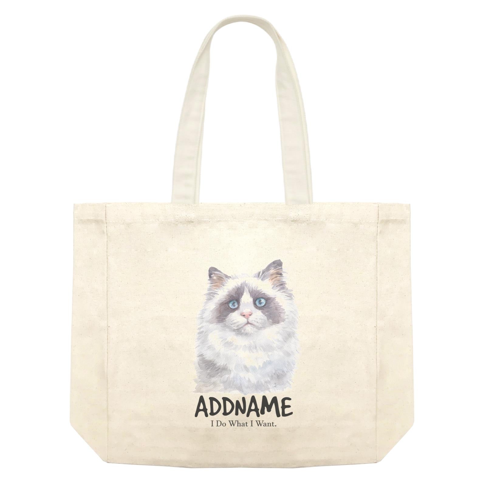 Watercolor Cat Ragdoll Cat Dark Eyes I Do What I Want Addname Shopping Bag