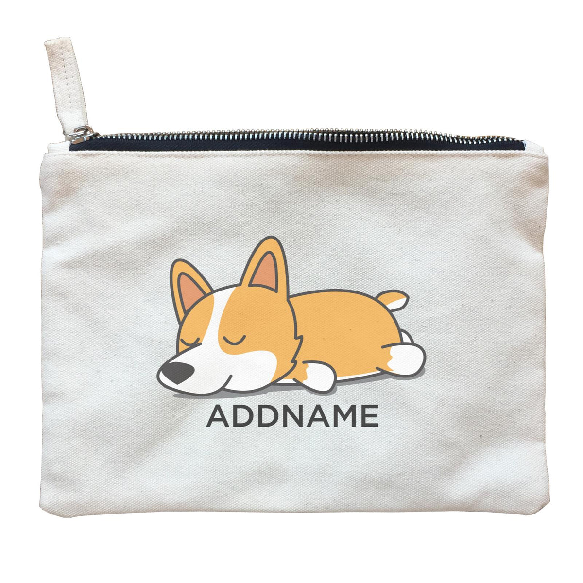 Lazy Corgi Dog Addname Zipper Pouch