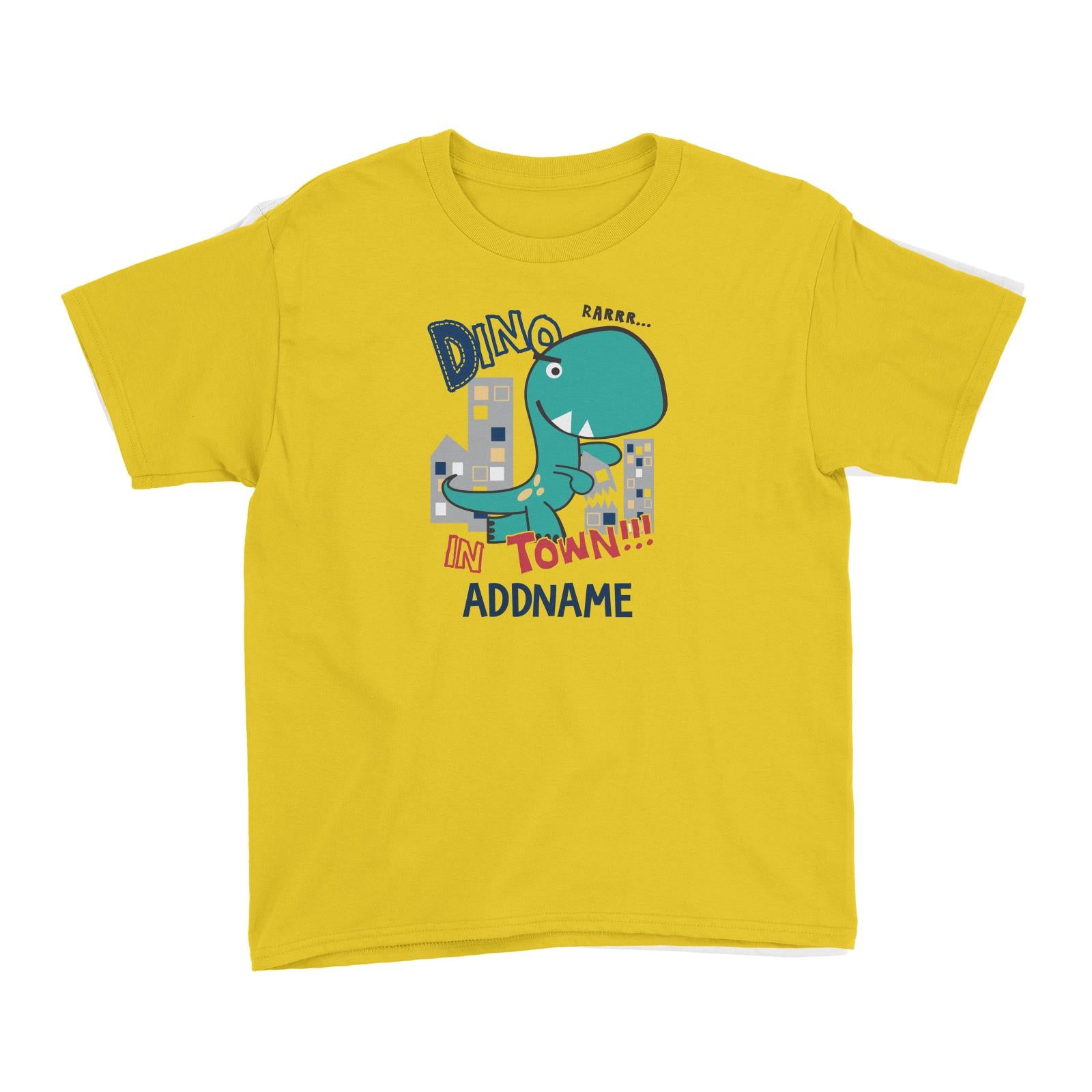 Cool Vibrant Series Dino In Town Addname Kid's T-Shirt