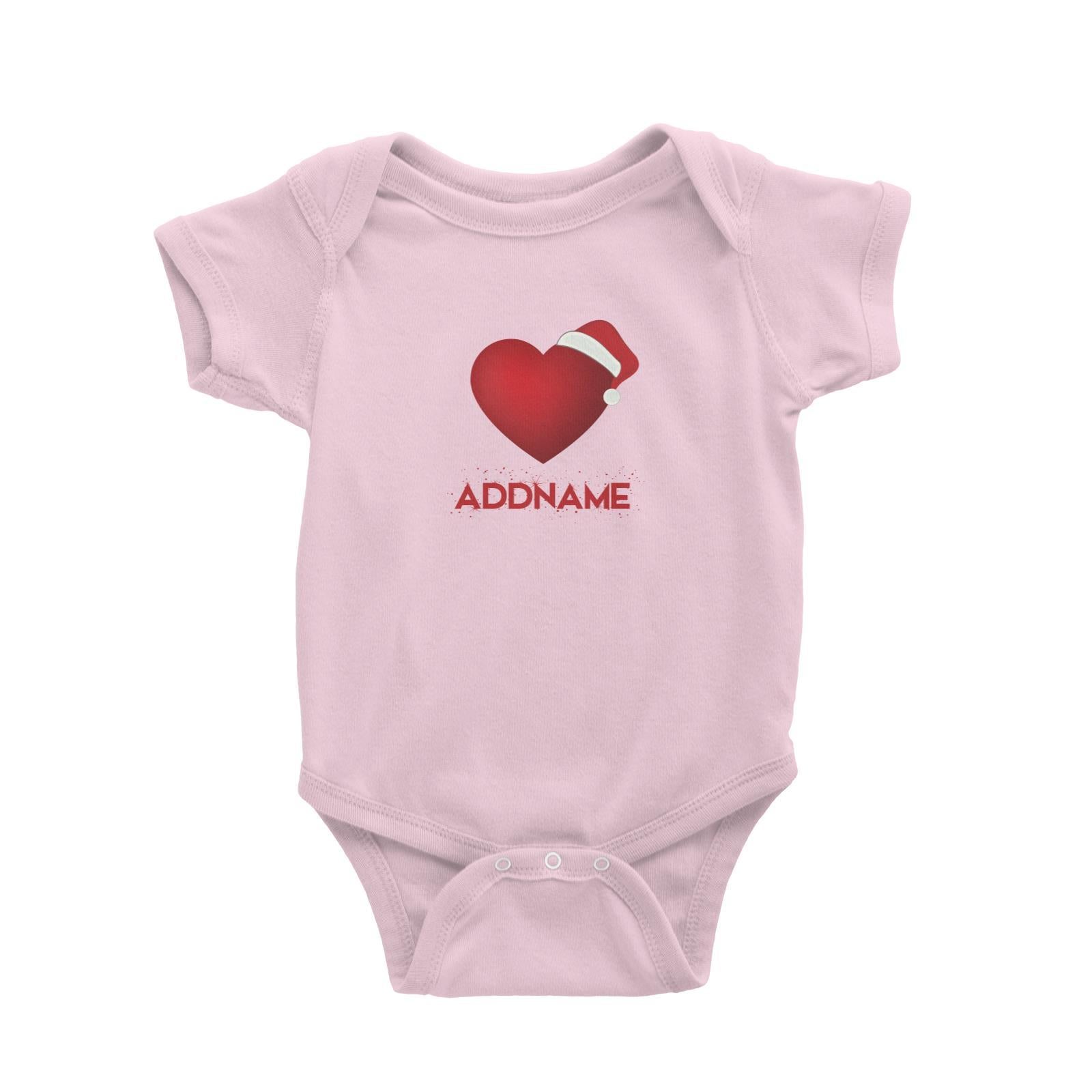 Red Heart Shape with Santa Hat Addname Baby Romper Christmas Matching Family Love Personalizable Designs