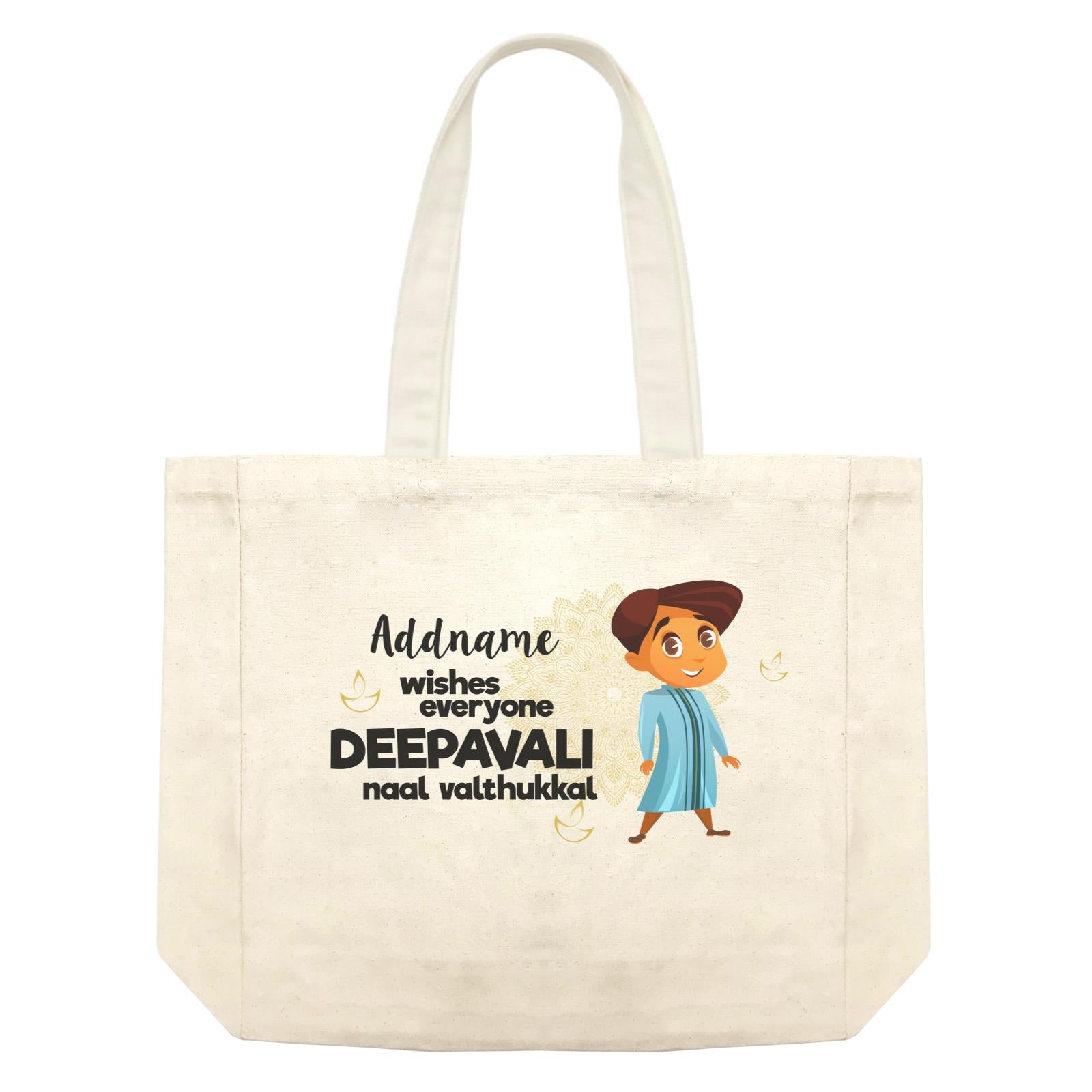 Cute Boy Wishes Everyone Deepavali Addname Shopping Bag