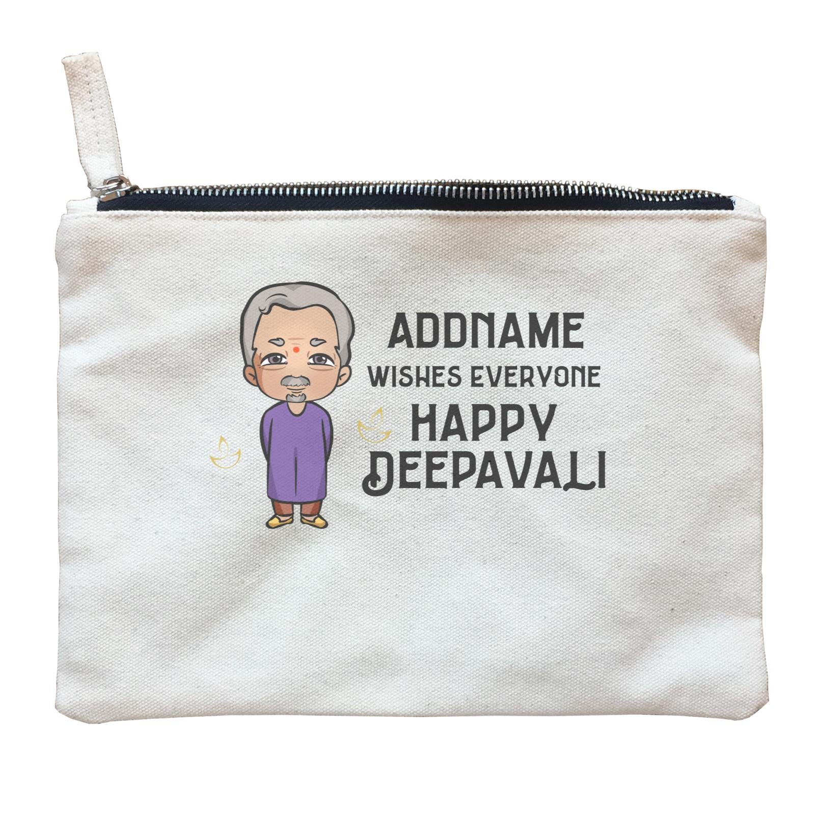 Deepavali Chibi Grandpa Addname Wishes Everyone Deepavali Zipper Pouch