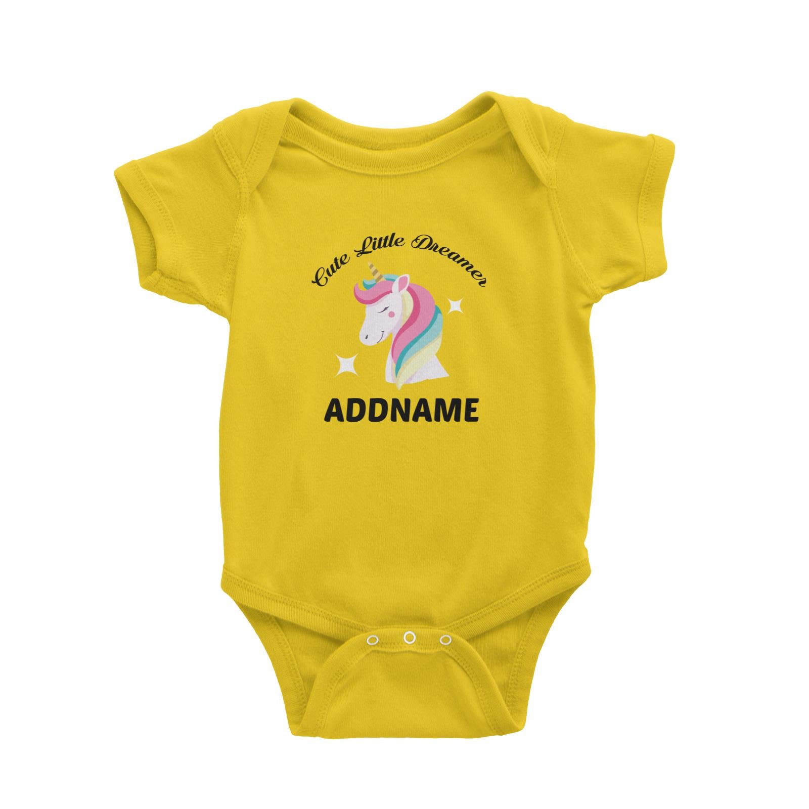 Unicorn Cute Little Dreamer Addname Baby Romper