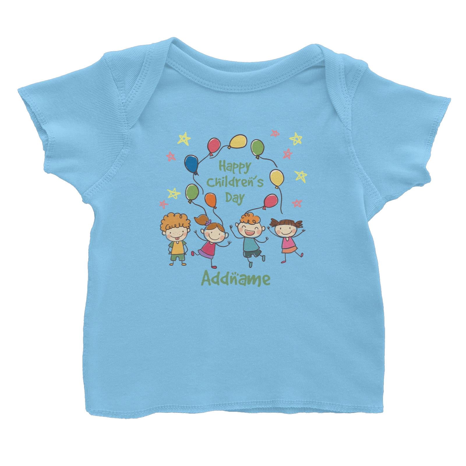 Children's Day Gift Series Four Cute Children With Balloons Addname Baby T-Shirt