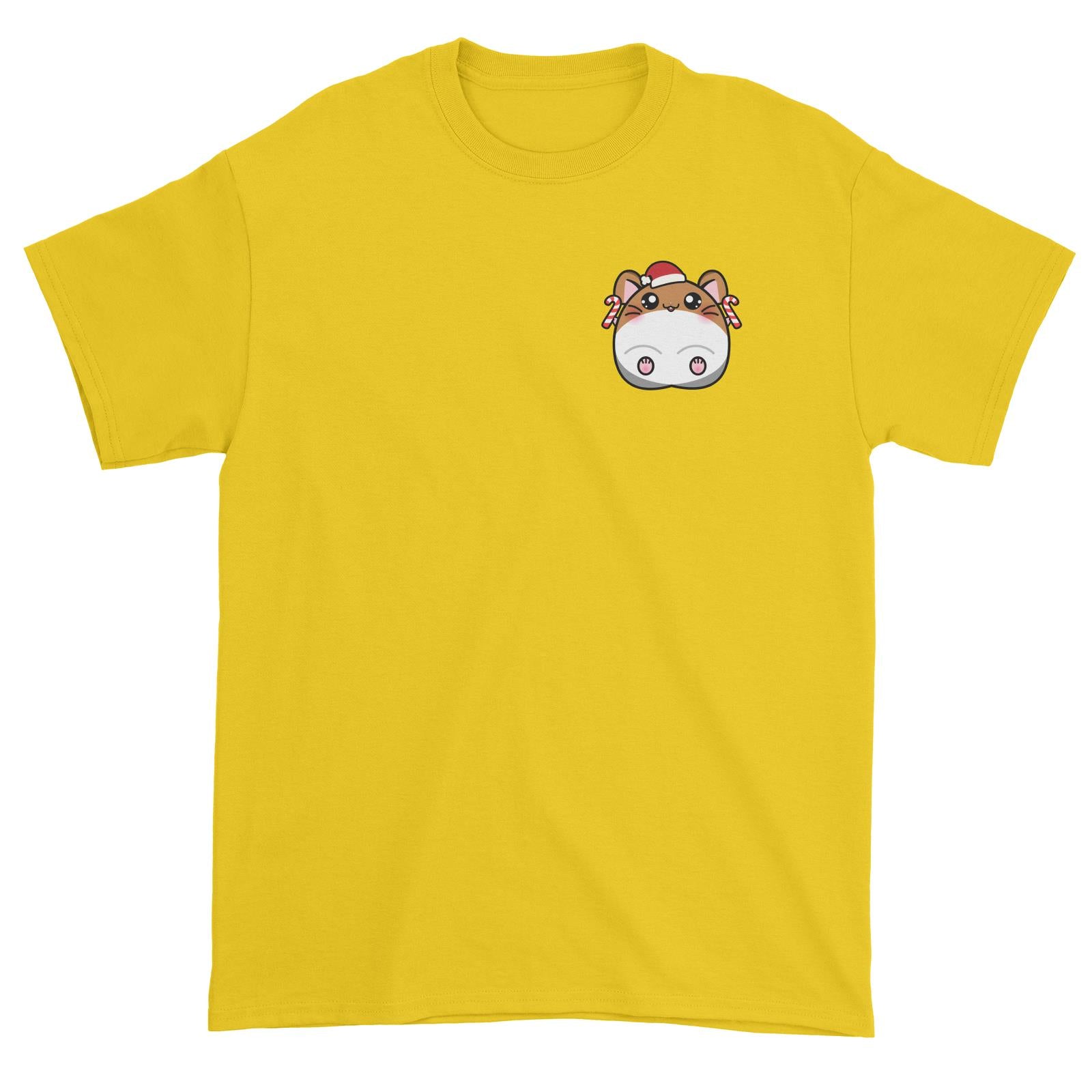 Christmas Cute Santa Hamster Series Santa Boy Hamster with Candy Cane Unisex T-Shirt