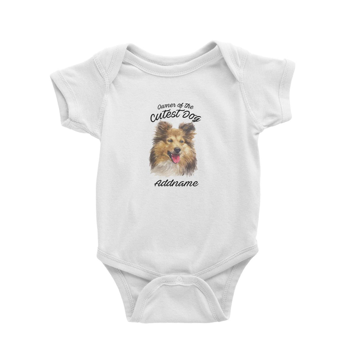Watercolor Dog Owner Of The Cutest Dog Shetland Sheepdog Addname Baby Romper