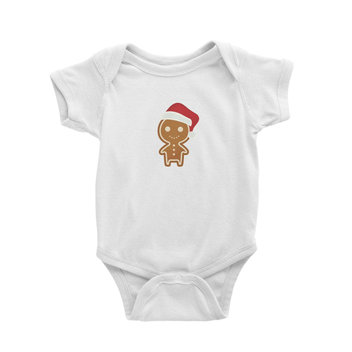 Cute Gingerbread Man with Santa Hat Baby Romper Christmas Matching Family Funny
