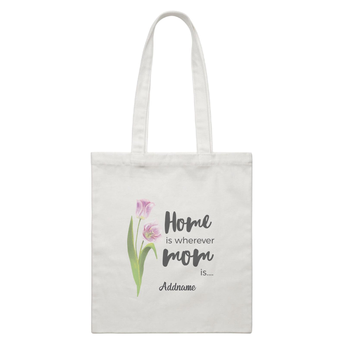 Sweet Mom Quotes 1 Tulip Home Is Wherever Mom Is Addname White Canvas Bag