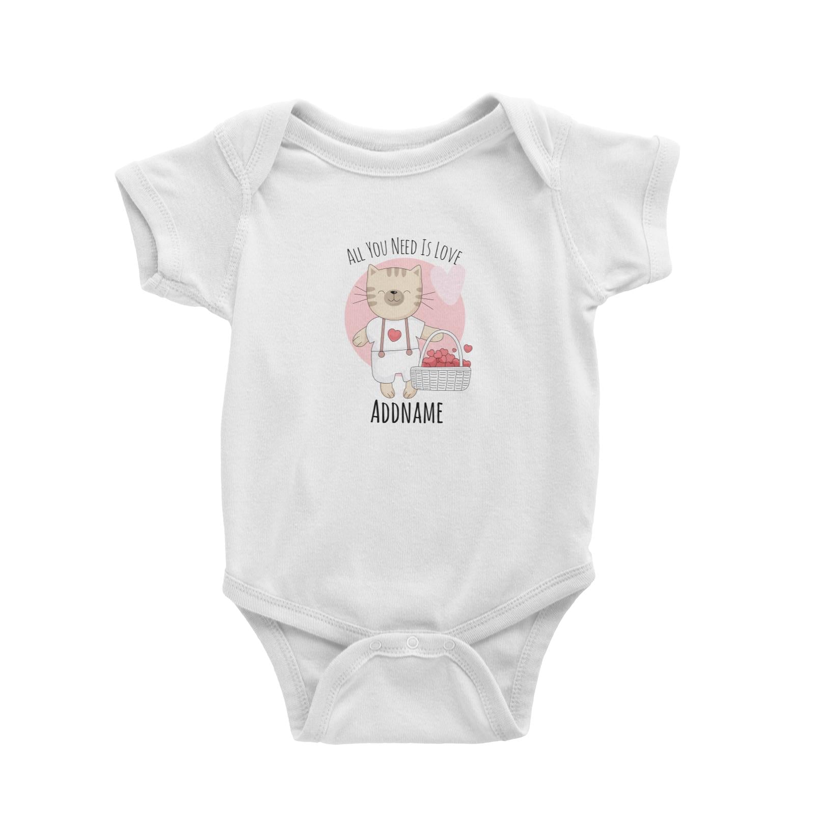 Sweet Animals Sketches Cat All You Need Is Love Addname Baby Romper