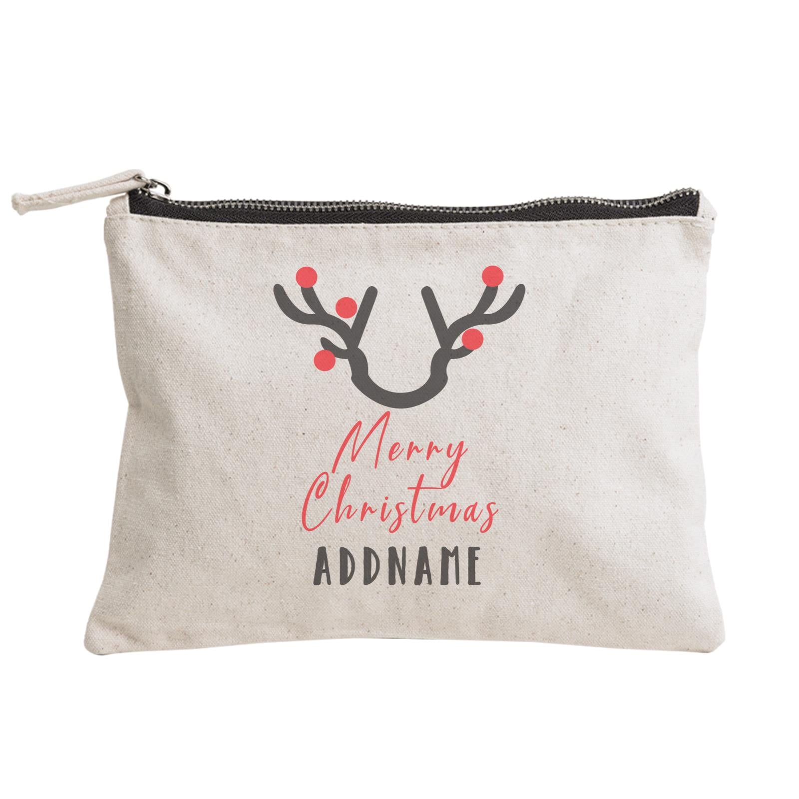 Christmas Series Antler Merry Christmas Zipper Pouch
