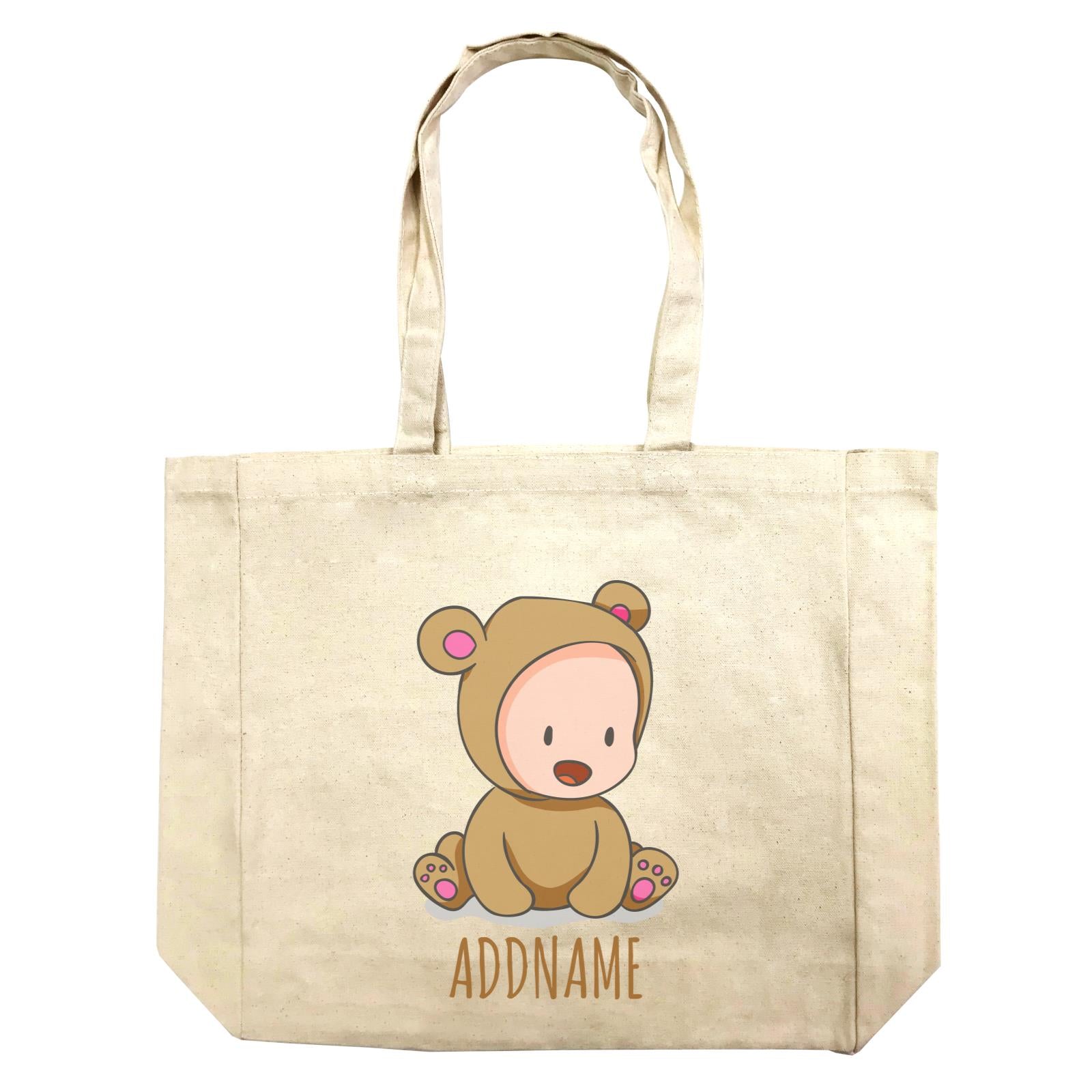 Cute Baby in Brown Bear Suit Addname Shopping Bag