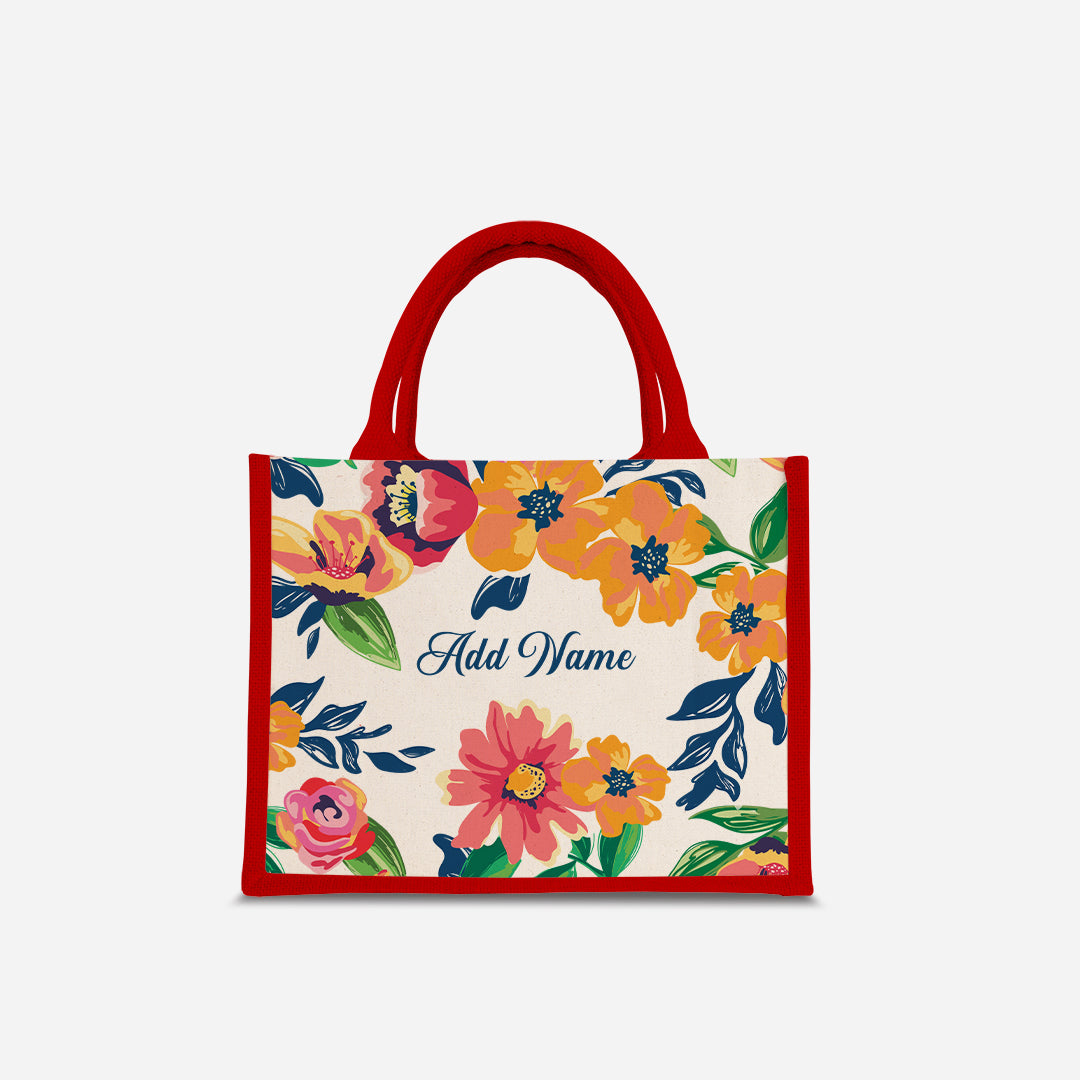 Deborah Series Half Lining Small Jute Bag - Celeste Red