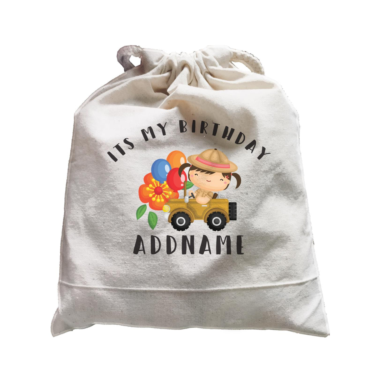 Birthday Safari Explorer Girl Driving Jeep Car It's My Birthday Addname Satchel