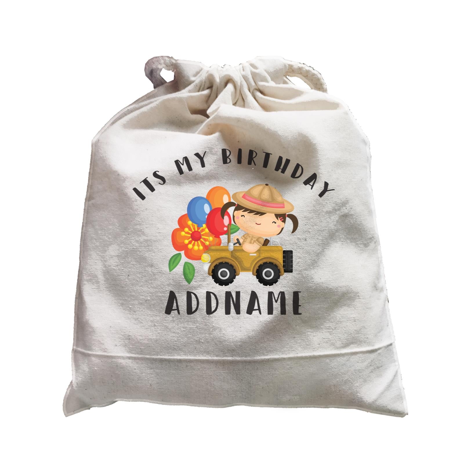 Birthday Safari Explorer Girl Driving Jeep Car It's My Birthday Addname Satchel
