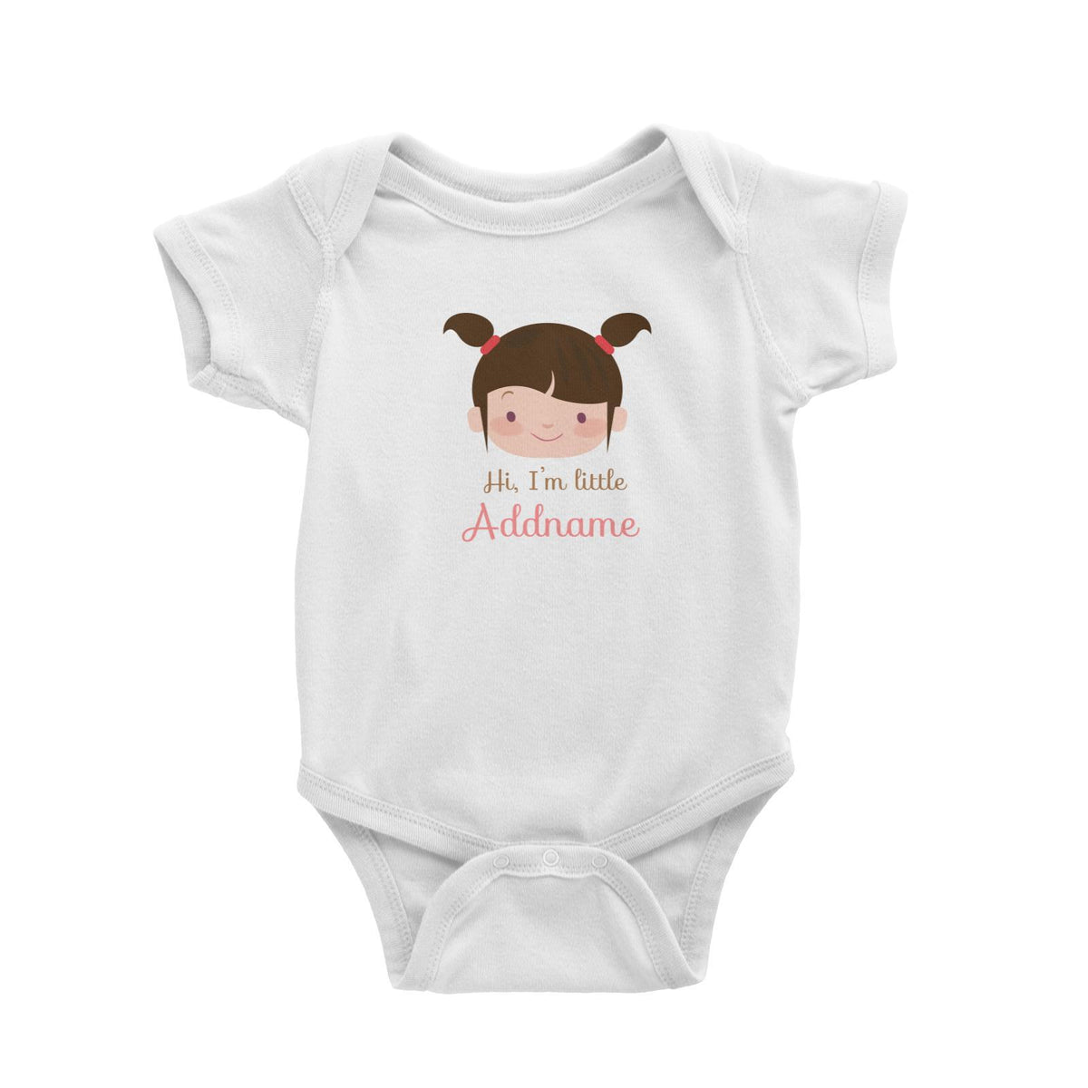 Cute Girl with Two Pony Tails I Am Little Addname Baby Romper