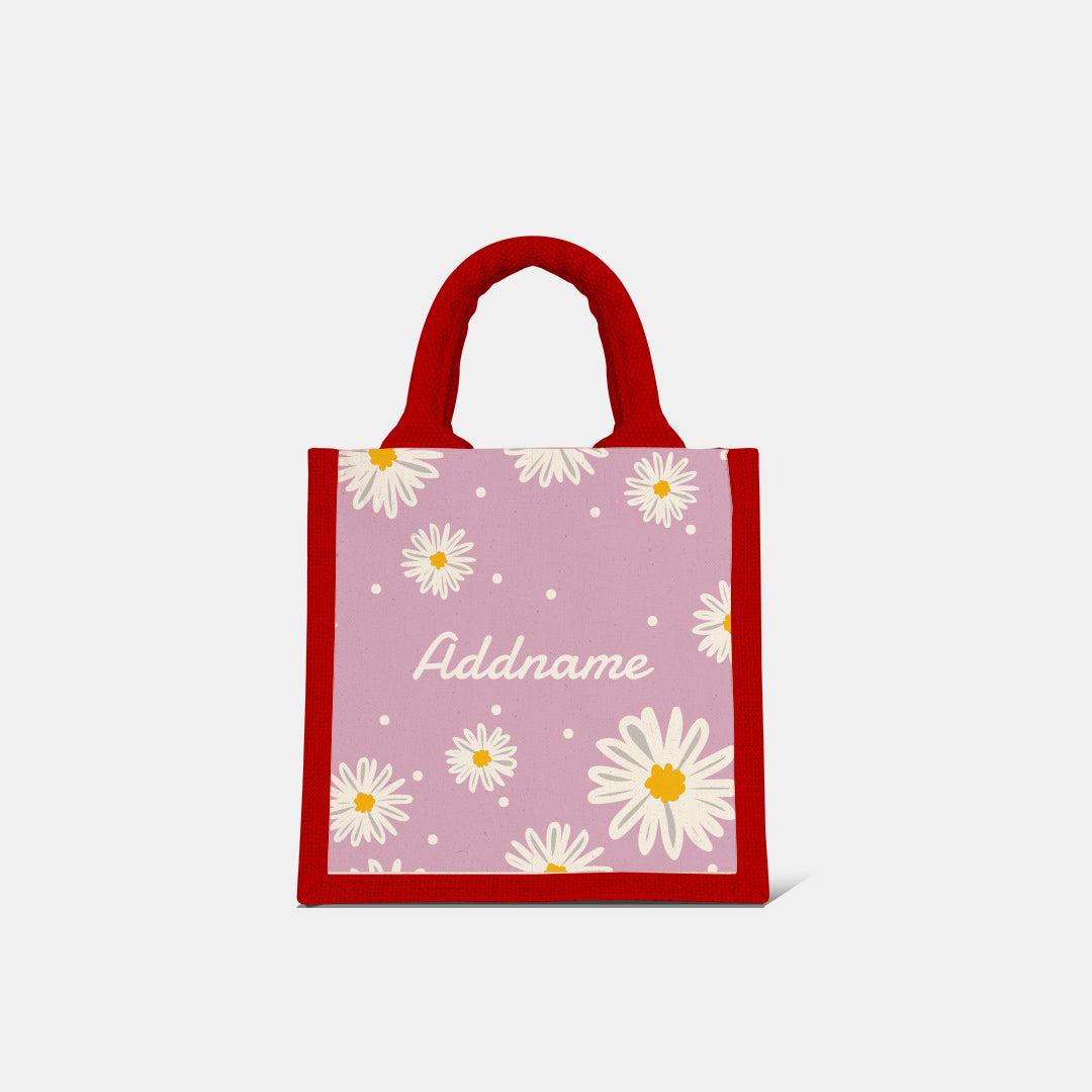 Daisy Series Half Lining Lunch Bag - Blush Red