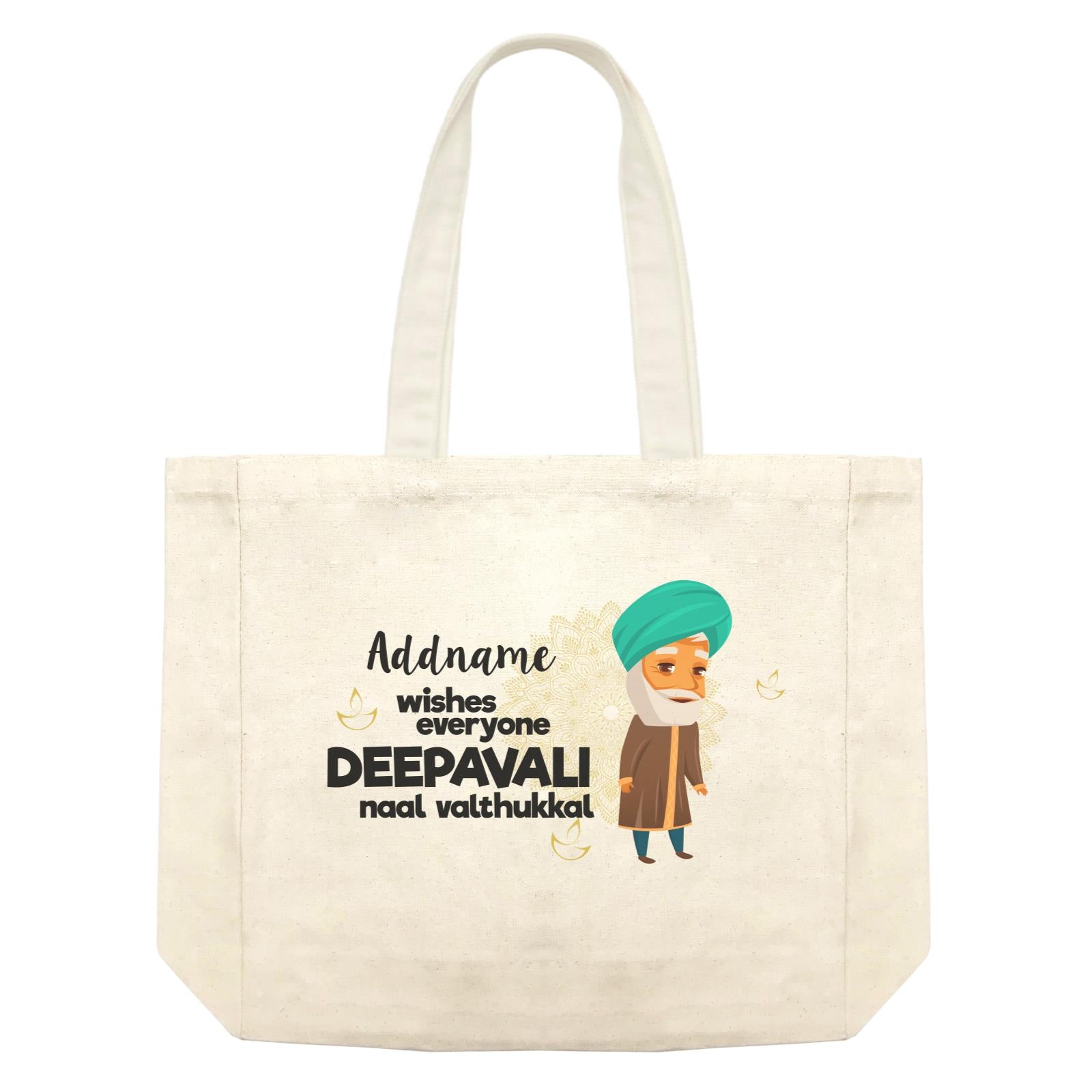 Cute Grandpa Wishes Everyone Deepavali Addname Shopping Bag