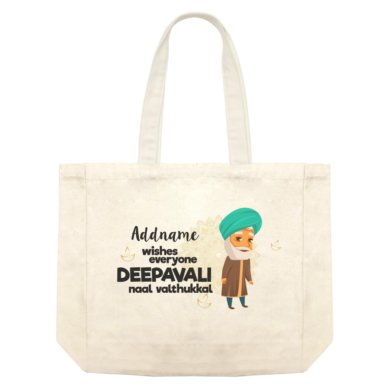 Cute Grandpa Wishes Everyone Deepavali Addname Shopping Bag