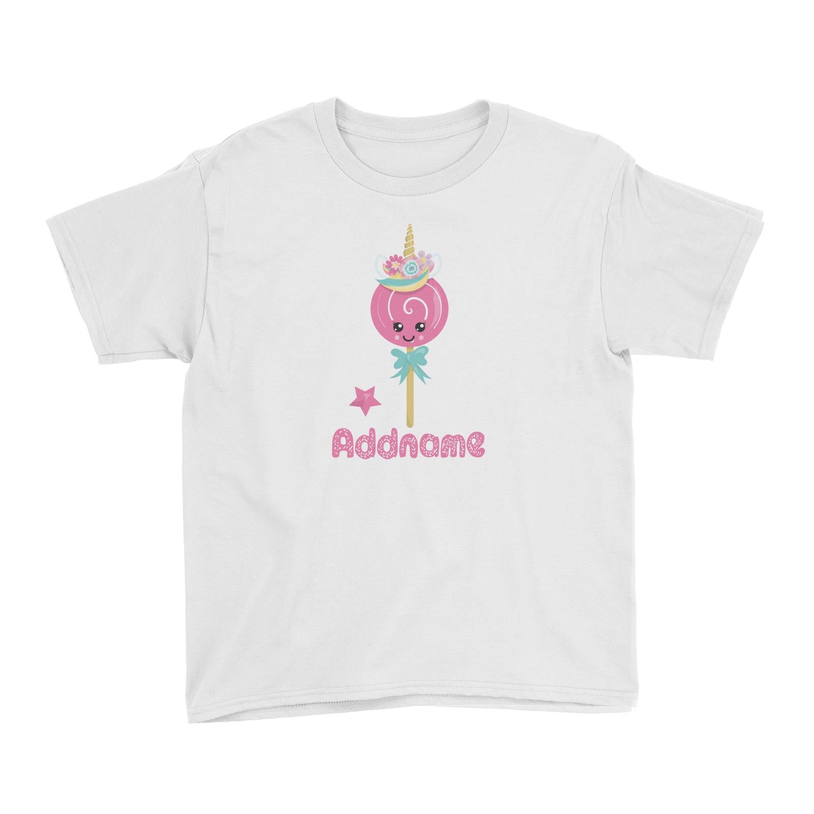Magical Sweets Pink Lollipop Addname Kid's T-Shirt