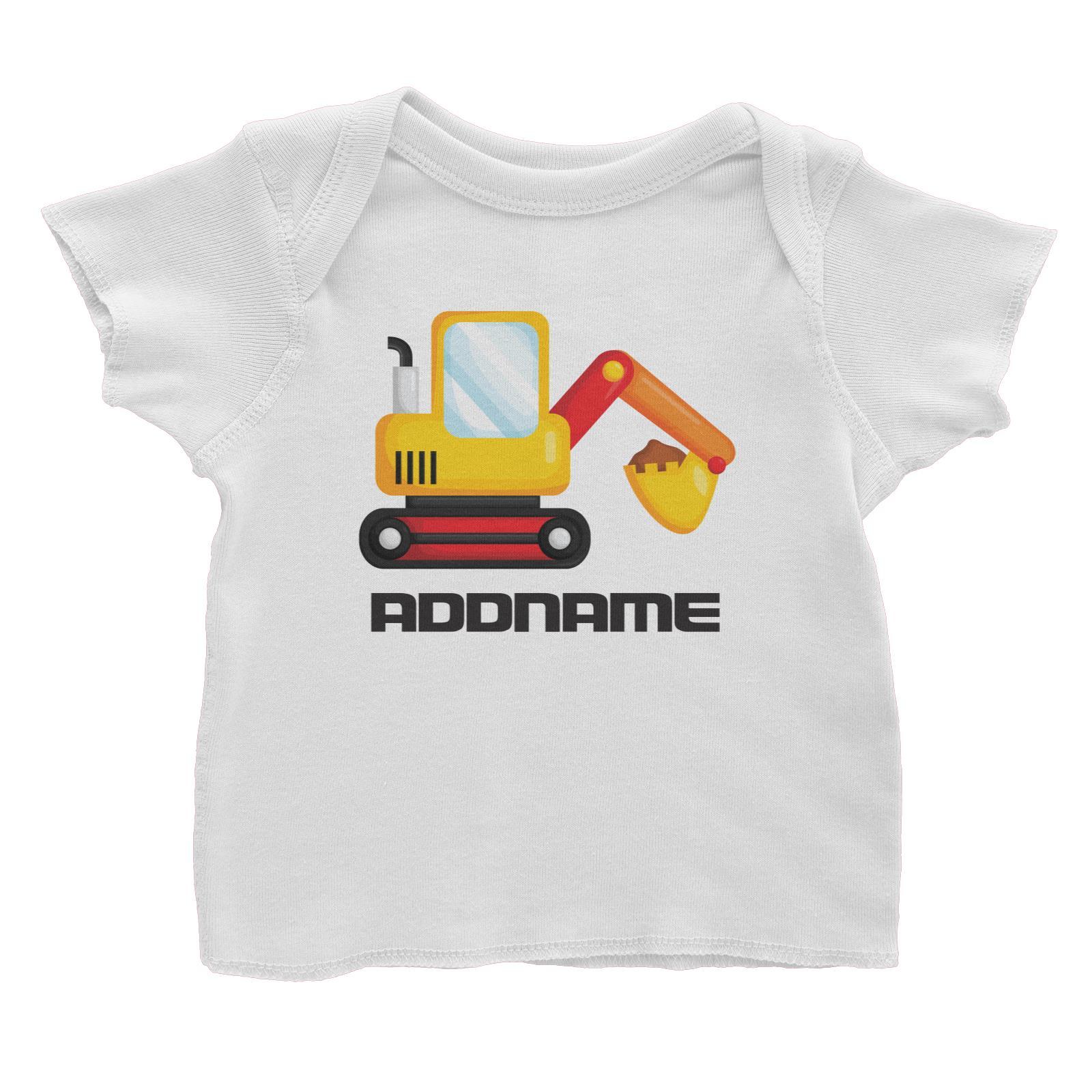 Birthday Construction Excavator Addname Baby T-Shirt