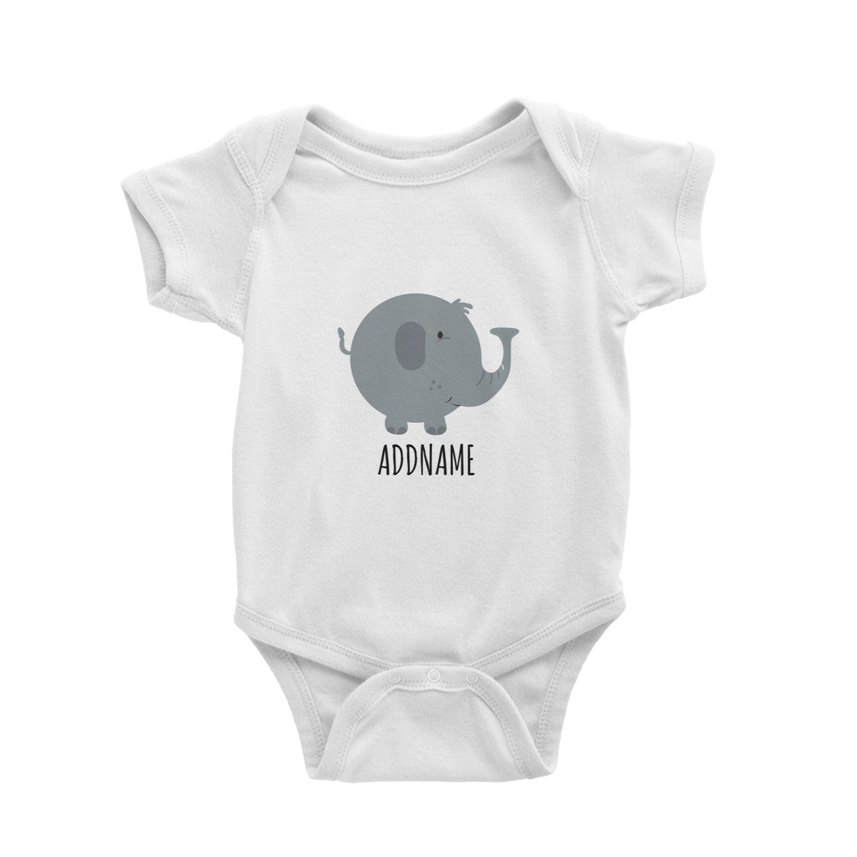 Twins Grey Round Elephant White White Baby Romper