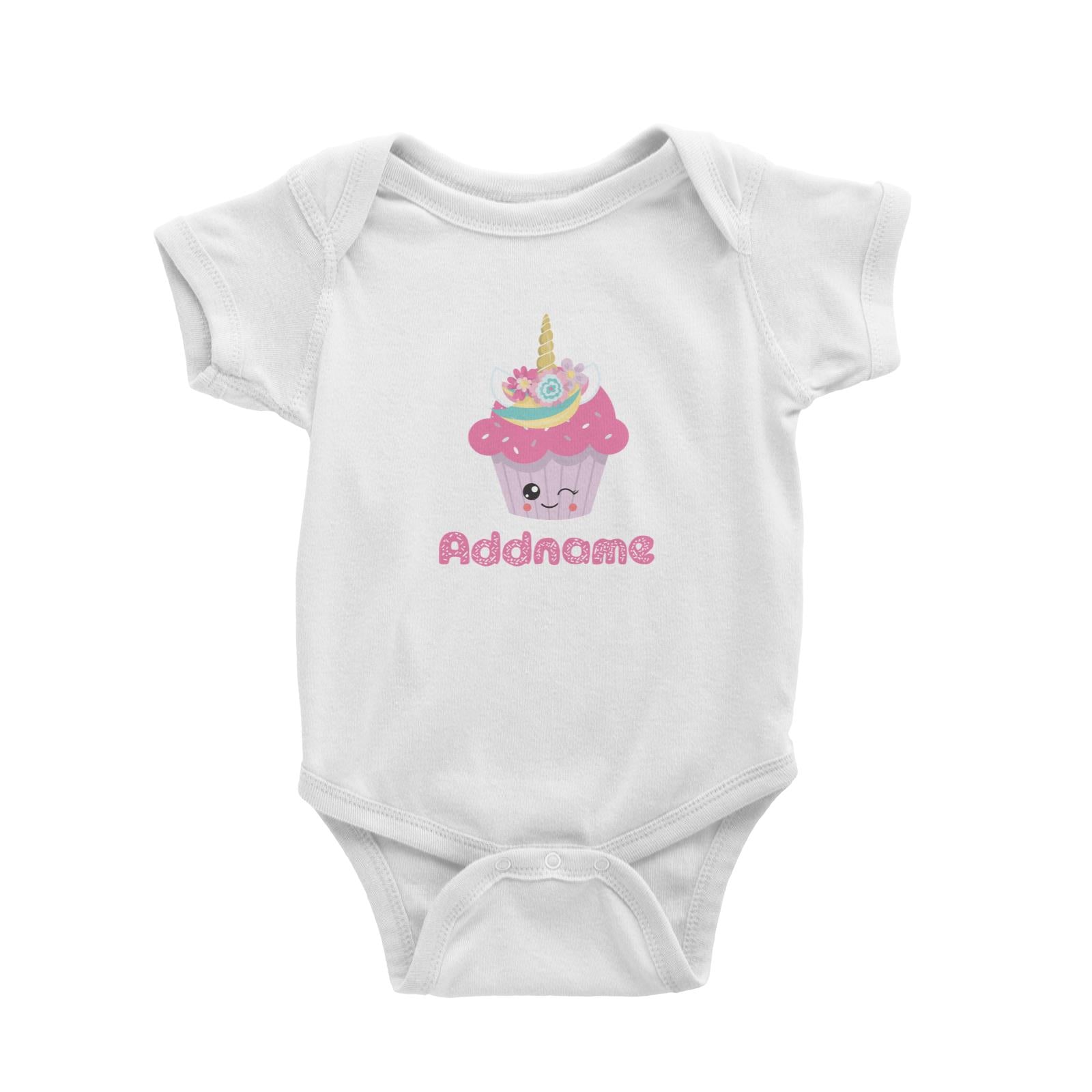 Magical Sweets Purple Cupcake Winking Addname White Baby Romper