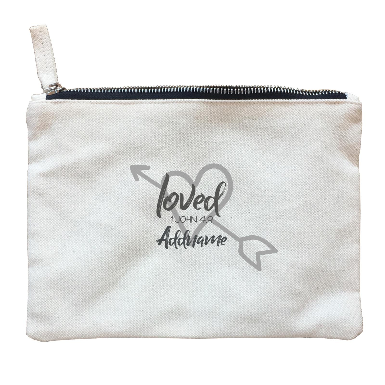 Loved Family Loved With Heart And Arrow 1 John 4.9 Addname Accessories Zipper Pouch