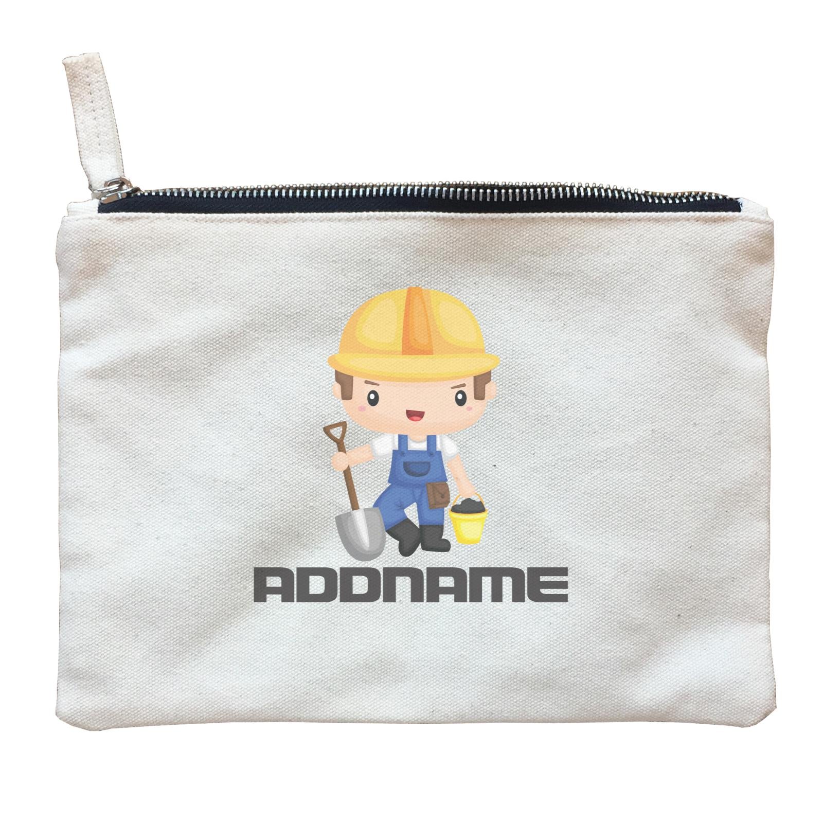 Birthday Construction Worker Boy In Work Addname Zipper Pouch