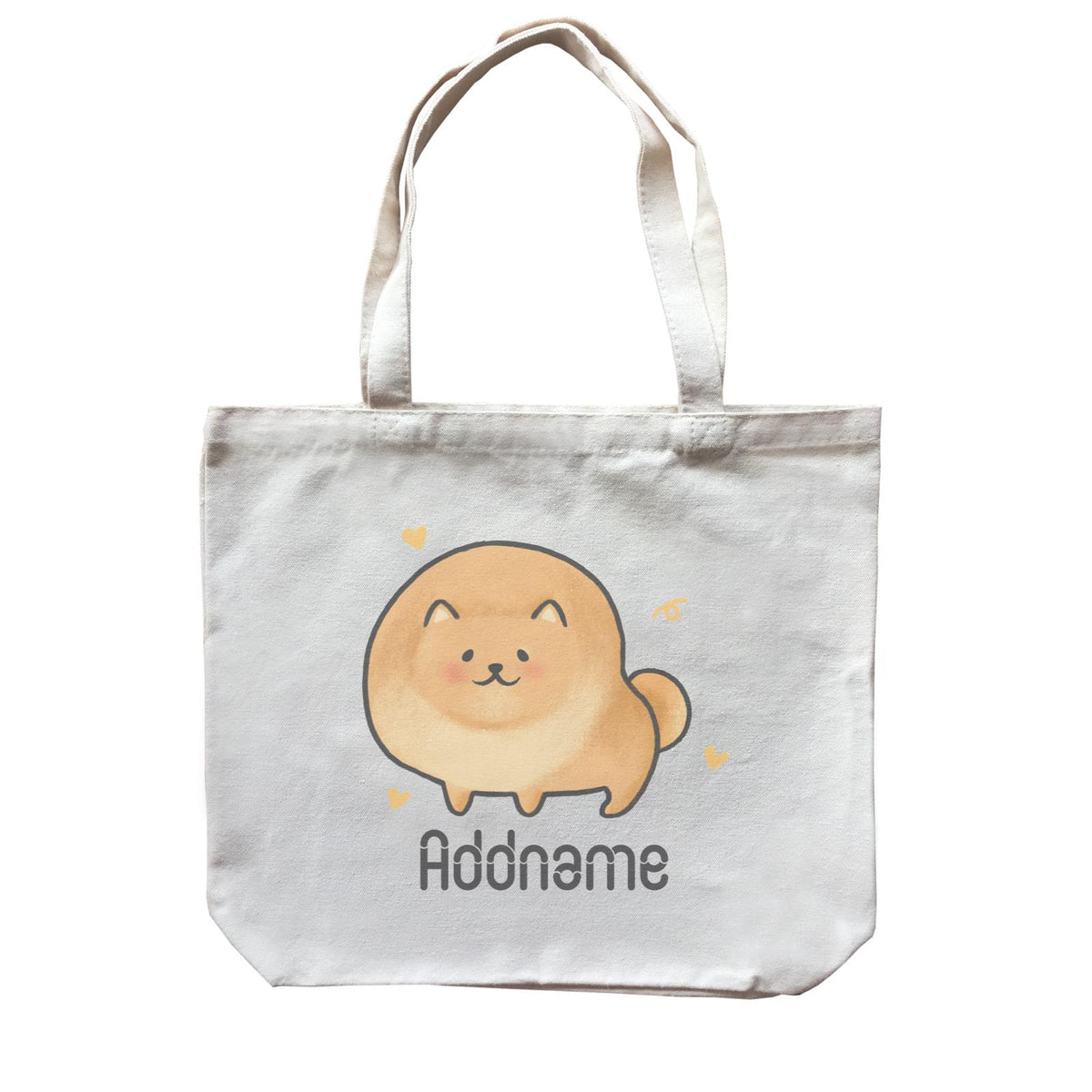 Cute Hand Drawn Style Pomeranian Addname Canvas Bag