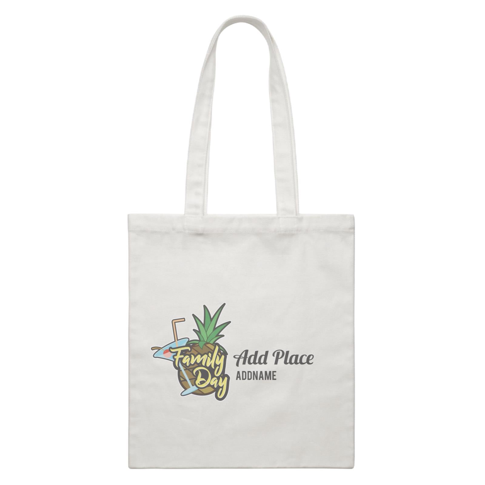 Family Day Tropical Pineapple Family Day Addname And Add Place Accessories White Canvas Bag