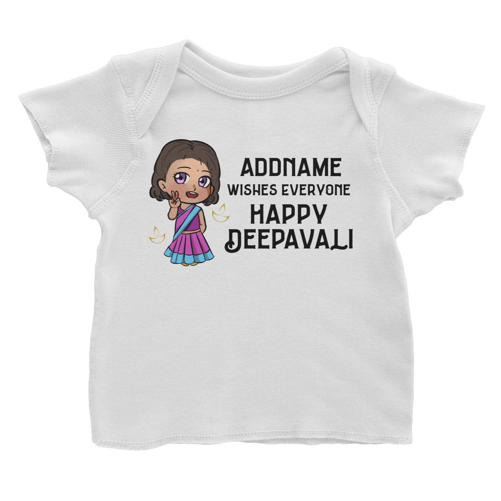Deepavali Chibi Little Girl Addname Wishes Everyone Deepavali Baby T-Shirt
