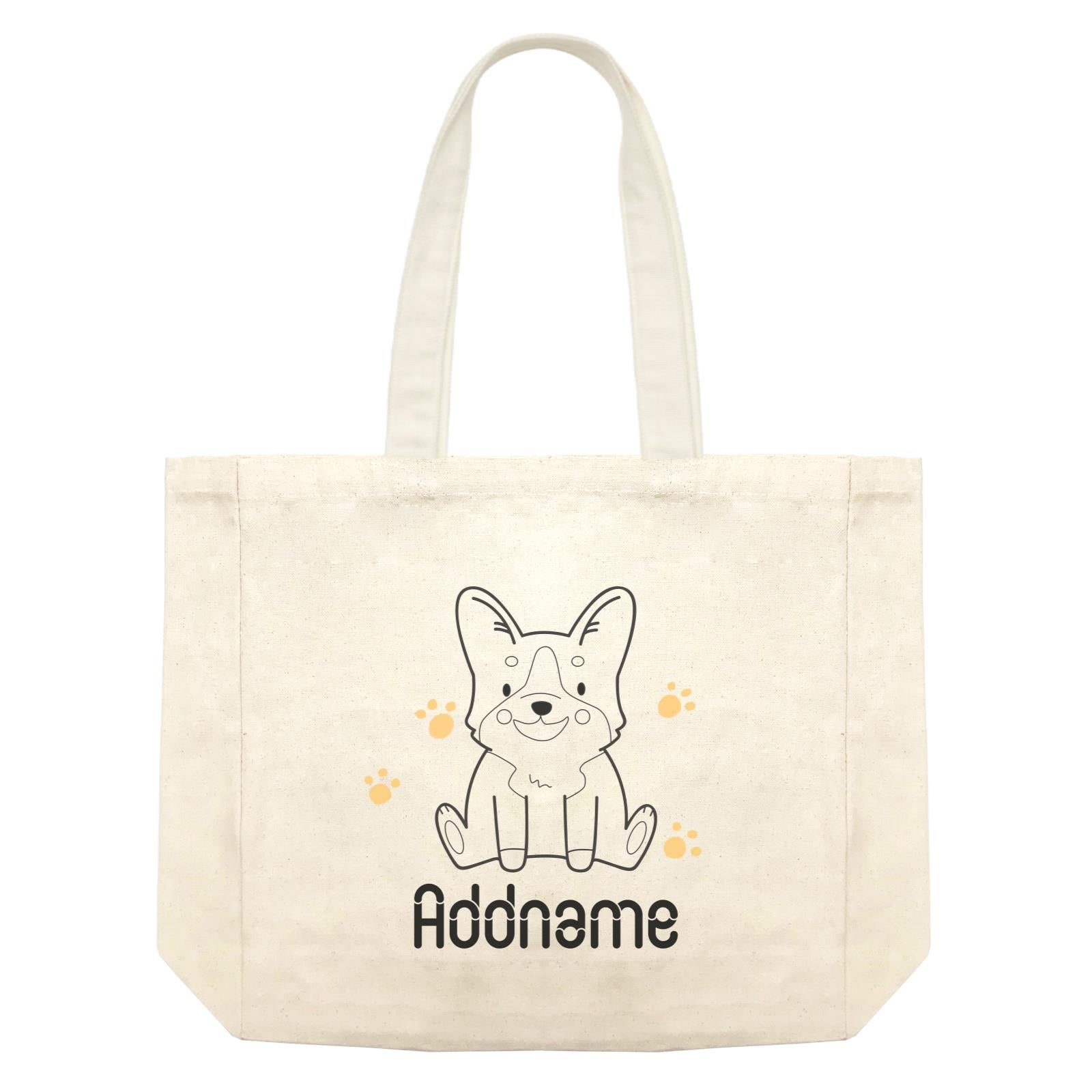 Coloring Outline Cute Hand Drawn Animals Dogs Corgi Addname Shopping Bag